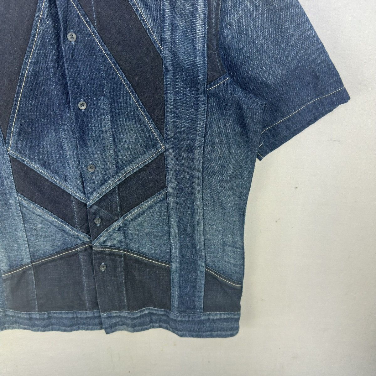 Marithe + Francois Girbaud Vintage MFG Faded Denim Short Sleeve Button Up Shirt Size US M / EU 48-50 / 2 - 3 Thumbnail