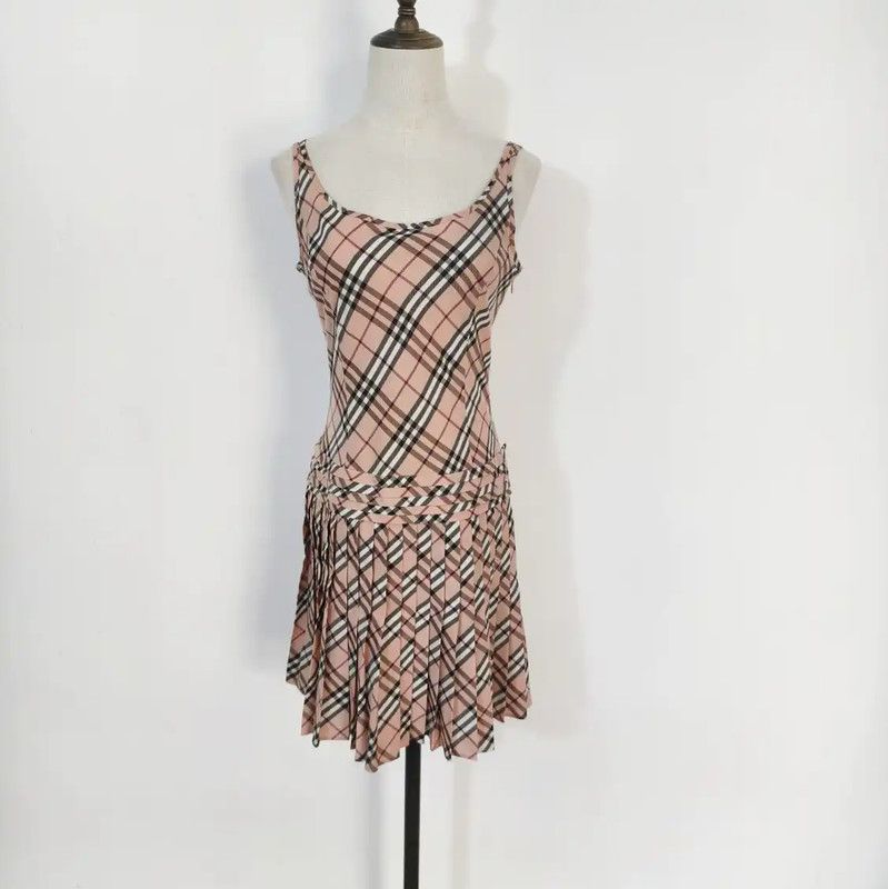 Burberry Burberry Pink Cotton Blend Plaid Dress Size M / US 6-8 / IT 42-44 - 1 Thumbnail