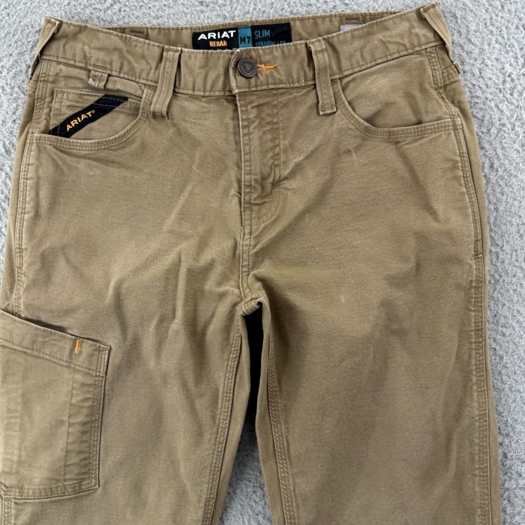 Ariat Ariat Rebar M7 Pants Mens 30x32 Khaki Stretch Slim Straight Leg Workwear Cargo 5-Pocket Mens Regular Khaki Ariat M7 Cowboy Outdoor Jeans? Size US 30 / EU 46 - 3 Thumbnail