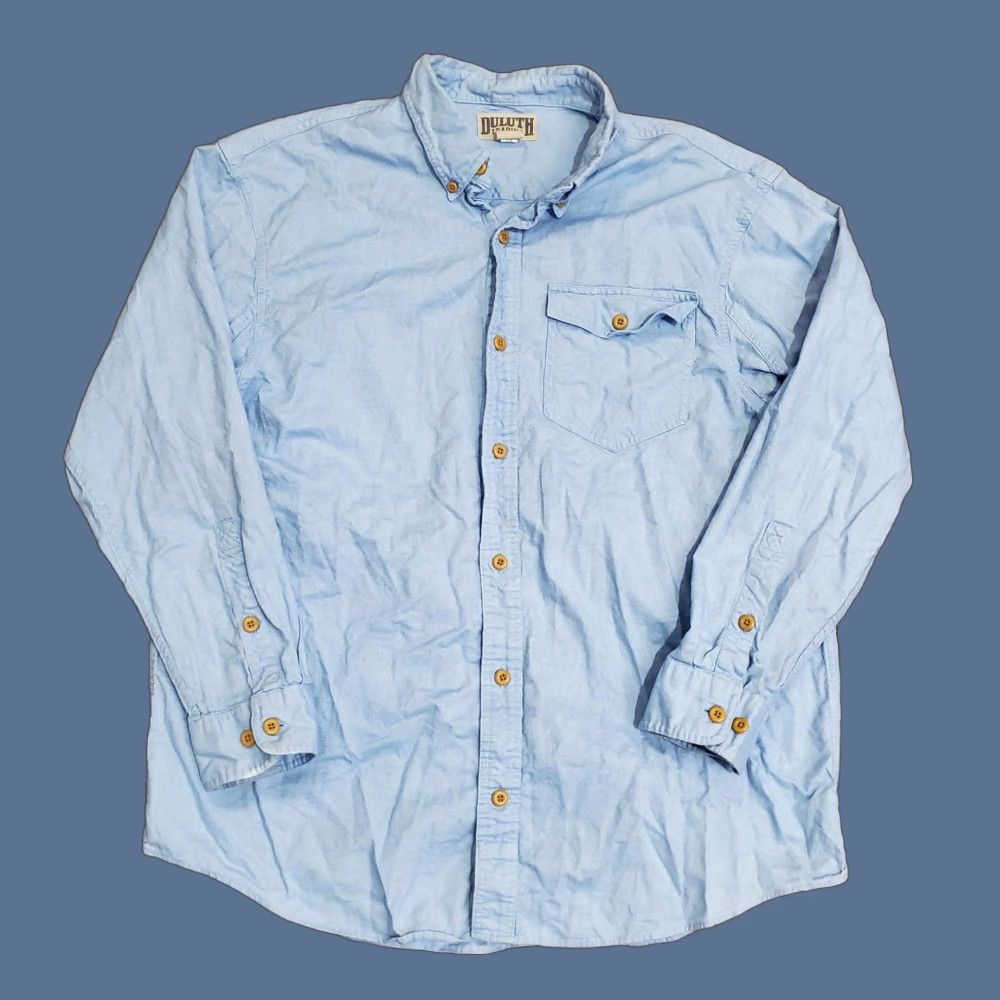 Duluth Trading Company Duluth Trading Co Shirt Mens Large Blue Chambray Button Down Long Sleeve Casual Workwear Size US L / EU 52-54 / 3 - 1 Thumbnail