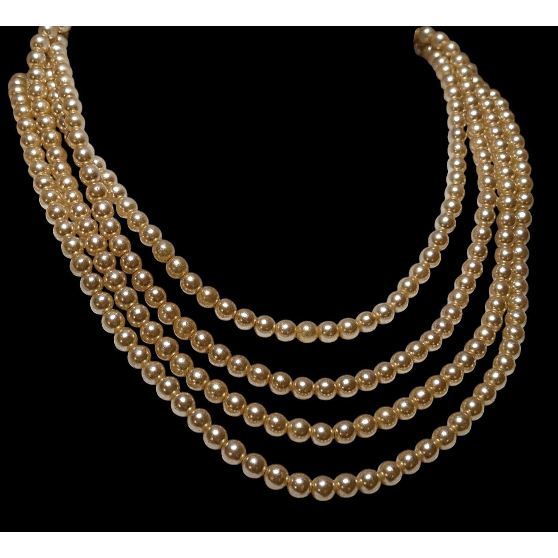 Other Vintage Gold Faux Pearl Multilayer Necklace Size ONE SIZE - 3 Thumbnail
