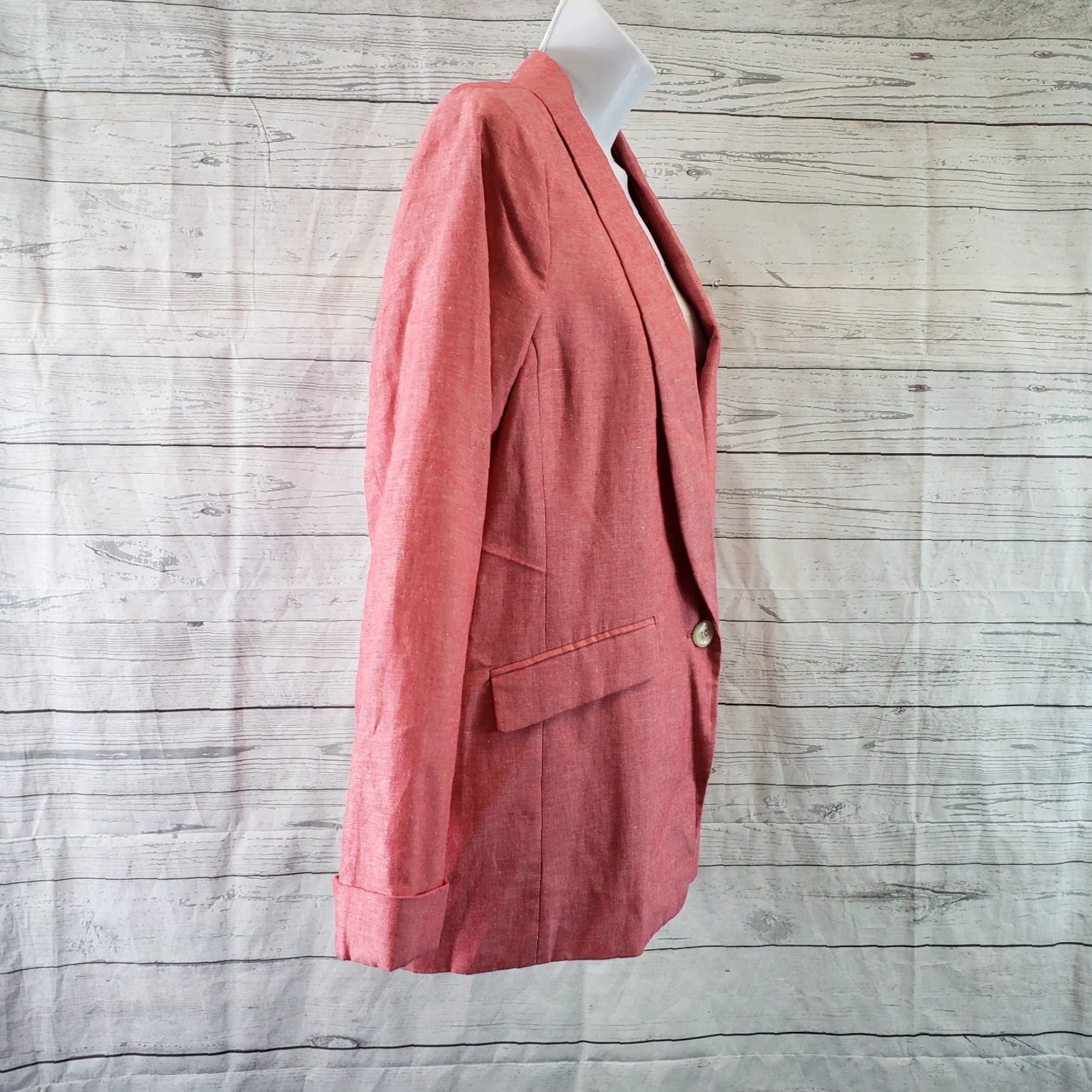 J.Crew J.CREW Blazer Womens Unstructured Sz 10 Red Cotton Linen Blend Shirt / Jacket (Regular) - Blazer - 10 - Red - Solid - Women Size L / US 10 / IT 46 - 3 Thumbnail