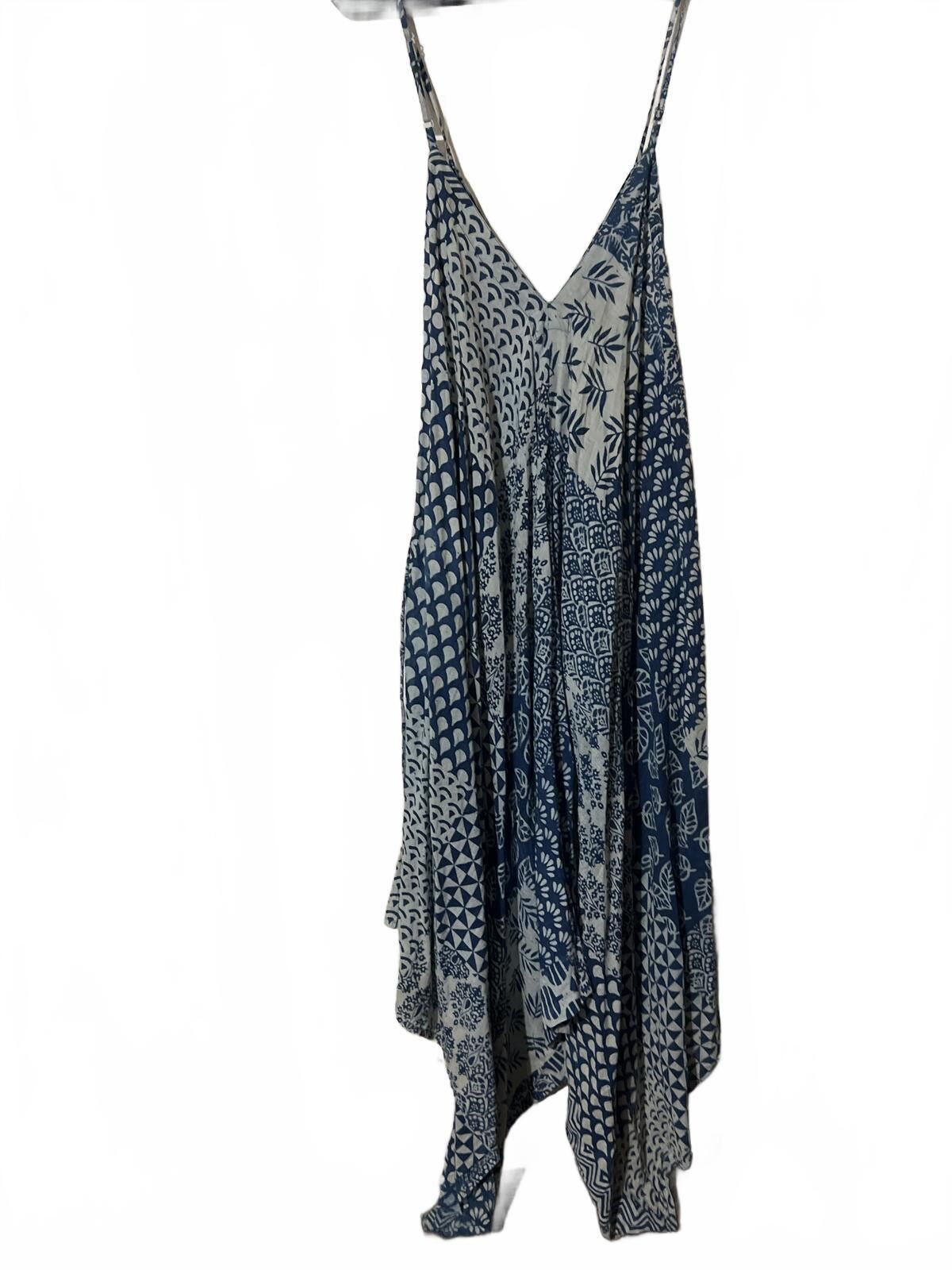 Other Wold Market Boho Style Blue White Patchwork Romper L/XL Size 40" / US 18 - 5 Thumbnail
