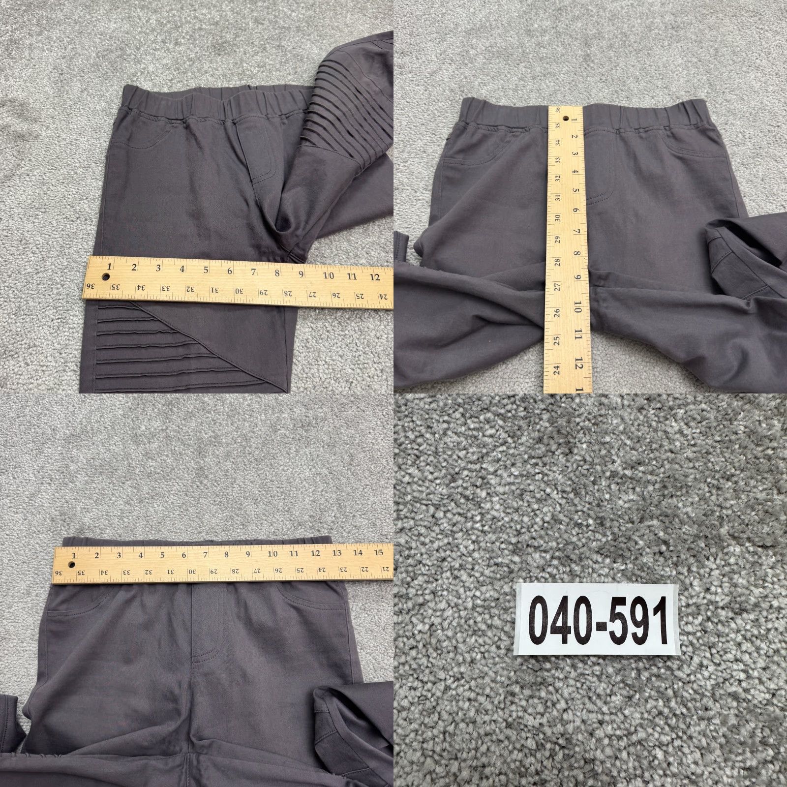 Vintage UMGEE Pants Womens Small Gray Cotton Spandex Pleated Pleated Pull On Mid Rise Ankle Stretch Casual Outdoor Motorcycle Size 28" / US 6 / IT 42 - 8 Thumbnail
