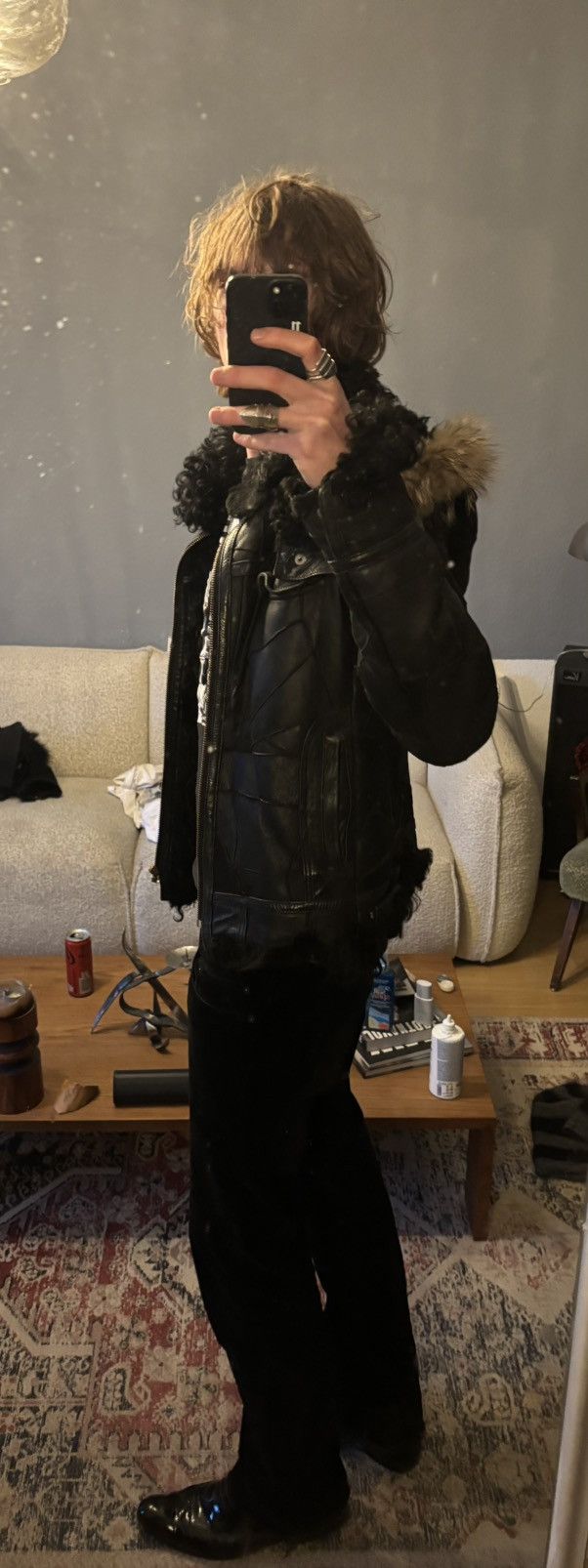 PHENOMENON Phenomenon Sheep fur hooded leather jacket Size US S / EU 44-46 / 1 - 8 Thumbnail