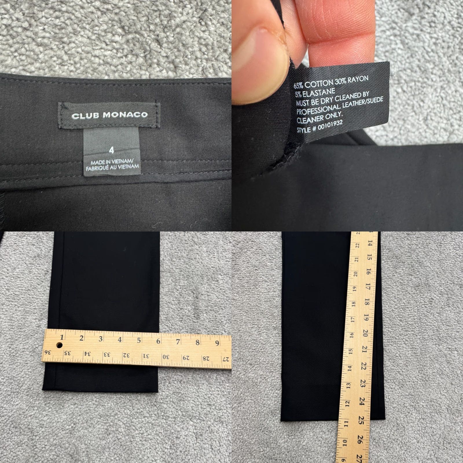 Club Monaco Club Monaco Pants Womens 4 Black Mid Rise Ankle Pockets Dress Pants Flat Front Career Work Regular Fit Size 27" / US 4 / IT 40 - 8 Thumbnail