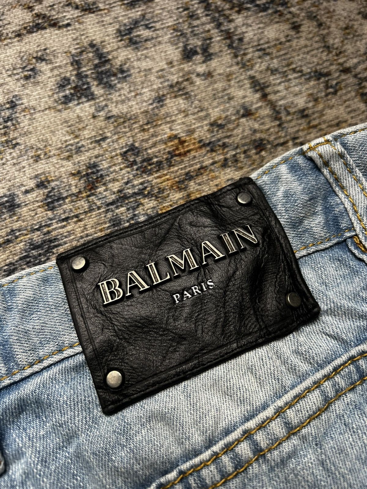 Balmain Balmain Washed Blue Biker Jeans Size US 30 / EU 46 - 7 Thumbnail