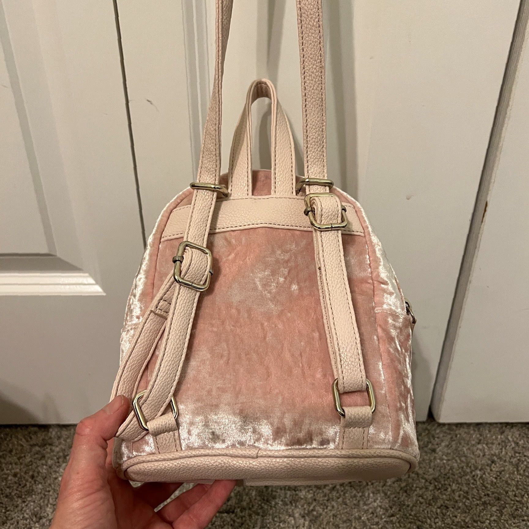 Guess VINTAGE Guess Backpack Purse Women Small Pink Cotton Blend Solid 90s Womens Size ONE SIZE - 3 Thumbnail