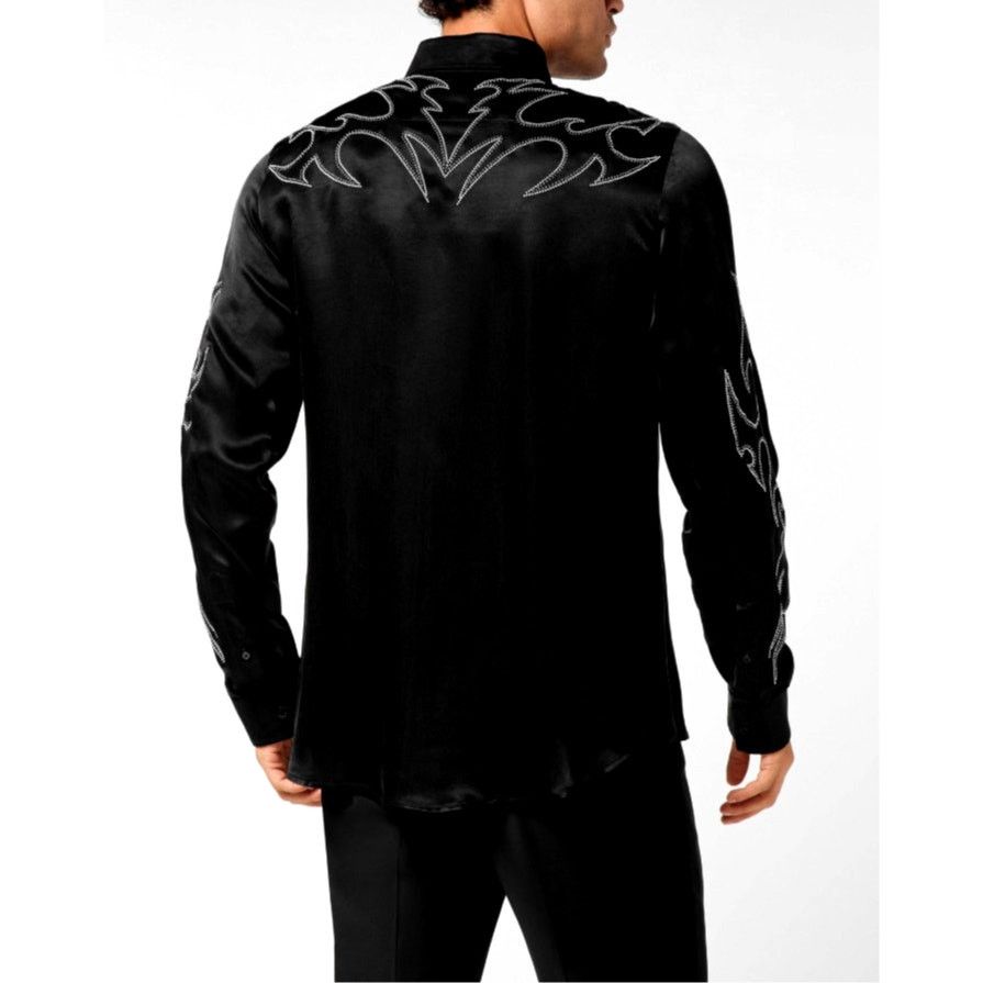 Philipp Plein Philipp Plein Men's Black Embellished Texas Shirt Size L Size US L / EU 52-54 / 3 - 2 Thumbnail