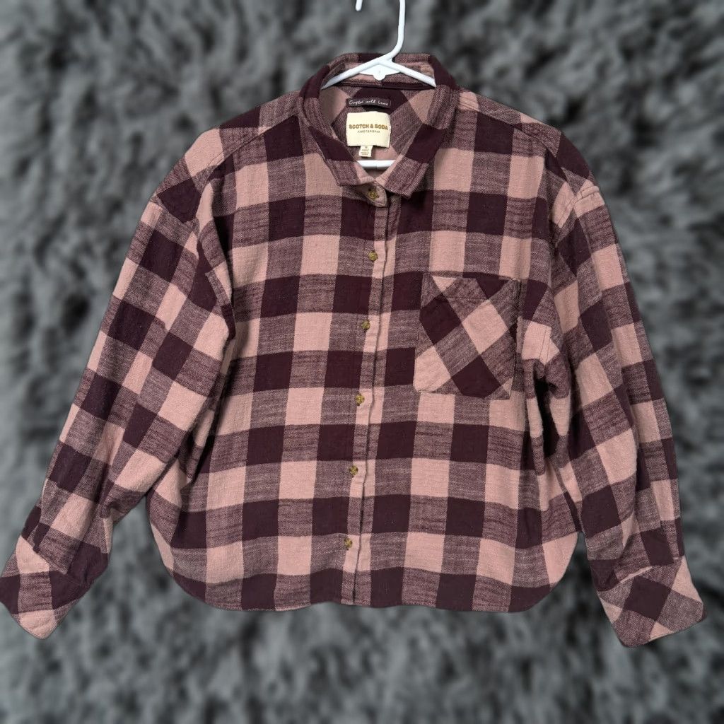 Scotch & Soda Scotch & Soda Button Up Shirt Womens XL Pink Purple Flannel Plaid Cabincore Size XL / US 12-14 / IT 48-50 - 1 Thumbnail