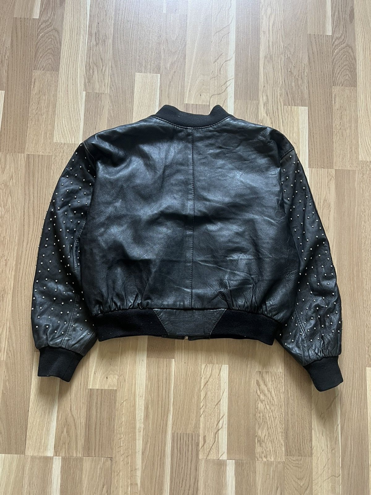 If Six Was Nine × Le Grande Bleu (L.G.B.) Vintage avant garde leather bomber jacket ma1 metal 99s Size M / US 6-8 / IT 42-44 - 6 Thumbnail