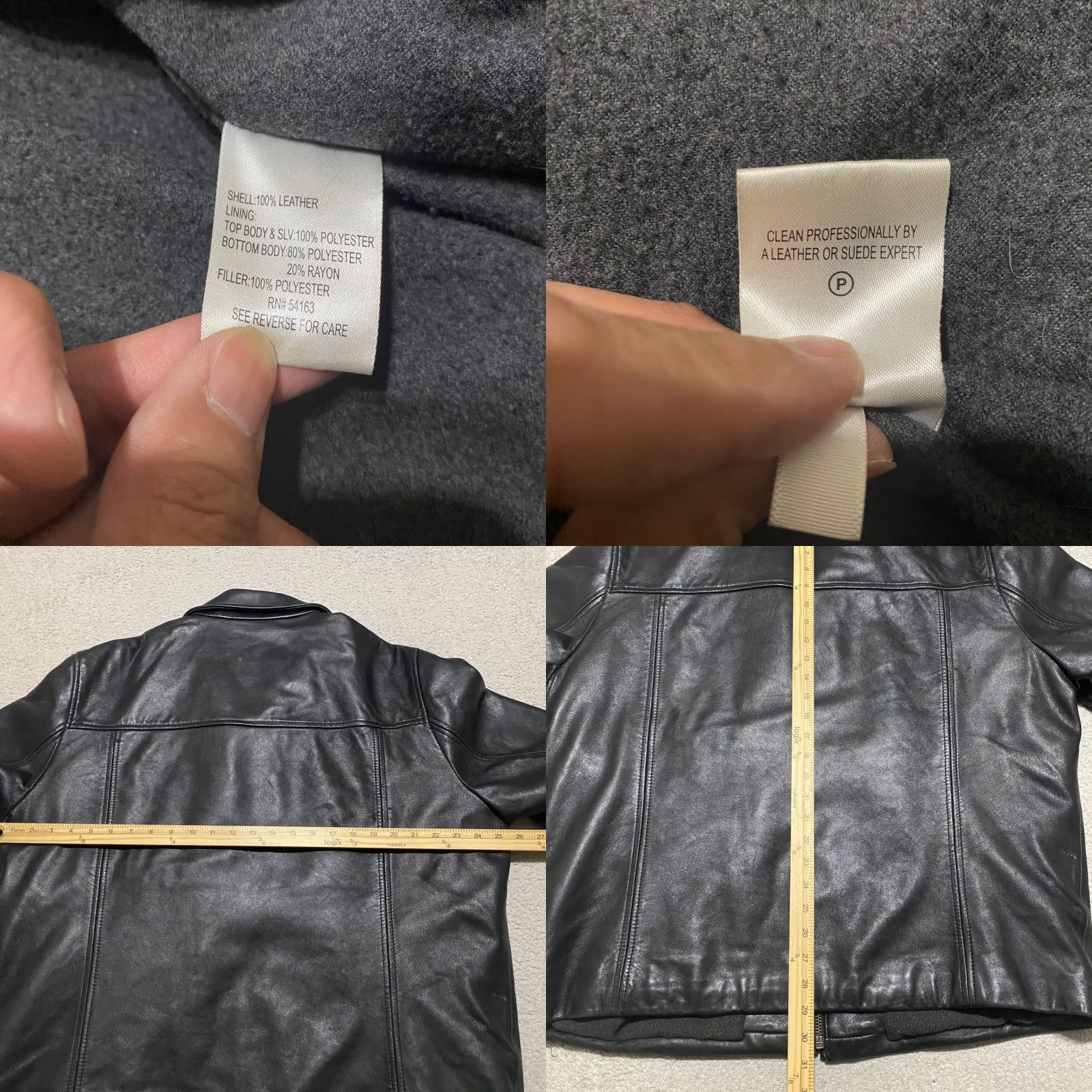Calvin Klein Calvin Klein Mens Large Jacket Black Leather Full Zip Lined Motorcycle Jacket CK Size US L / EU 52-54 / 3 - 8 Thumbnail