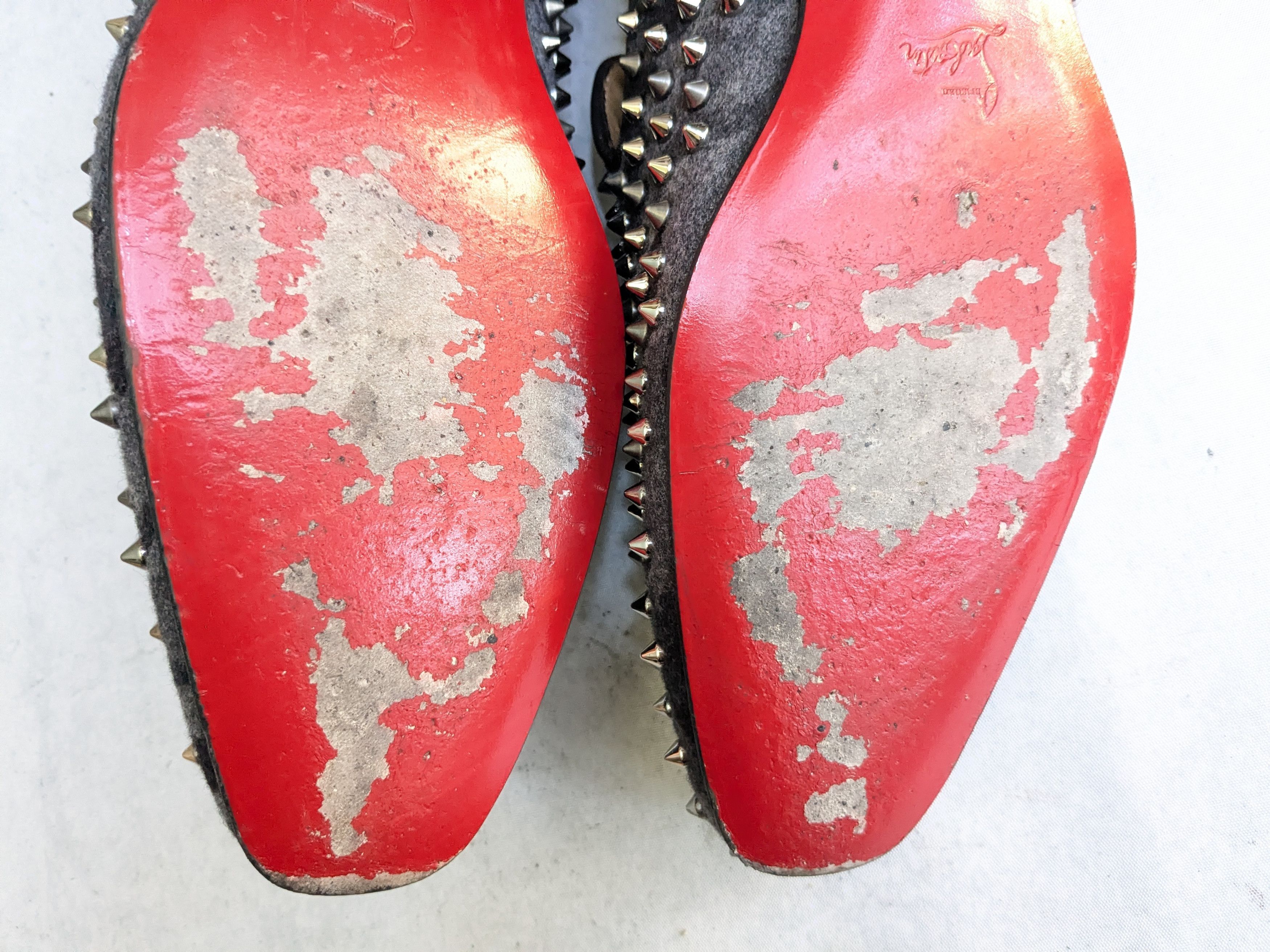 Christian Louboutin Christian Louboutin Spike Loafers Black Gray 13 46 Wool Size US 13 / EU 46 - 16 Thumbnail