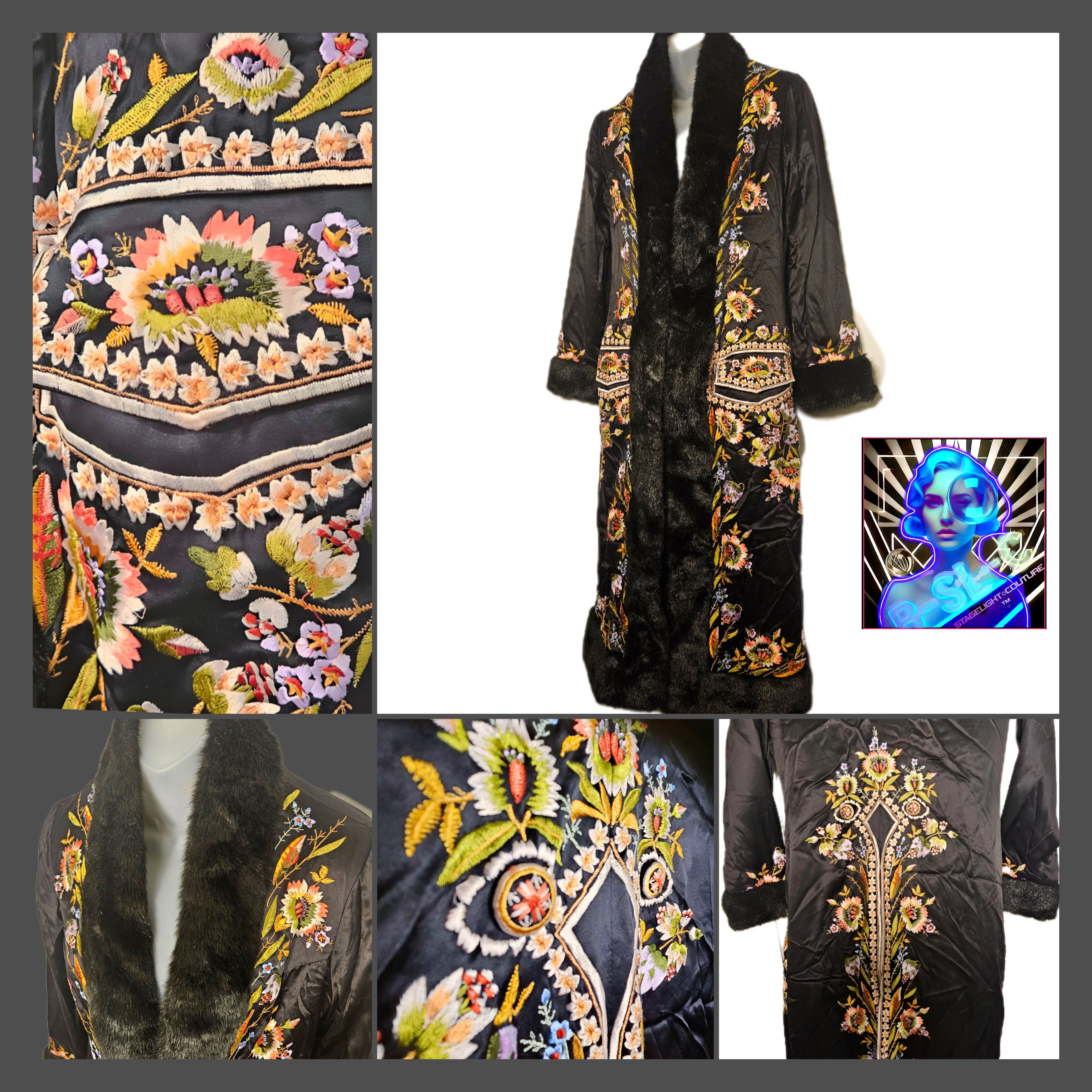 Other SUE WONG EMBROIDERD SILK FUR TRIM OPERA COAT Size M / US 6-8 / IT 42-44 - 10 Thumbnail