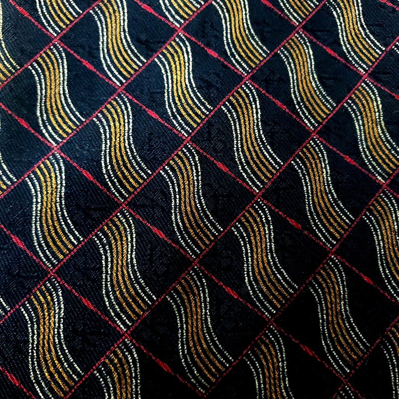 Calvin Klein Calvin Klein Silk Tie Black Geometric Abstract Short Wide Pr Size ONE SIZE - 2 Thumbnail