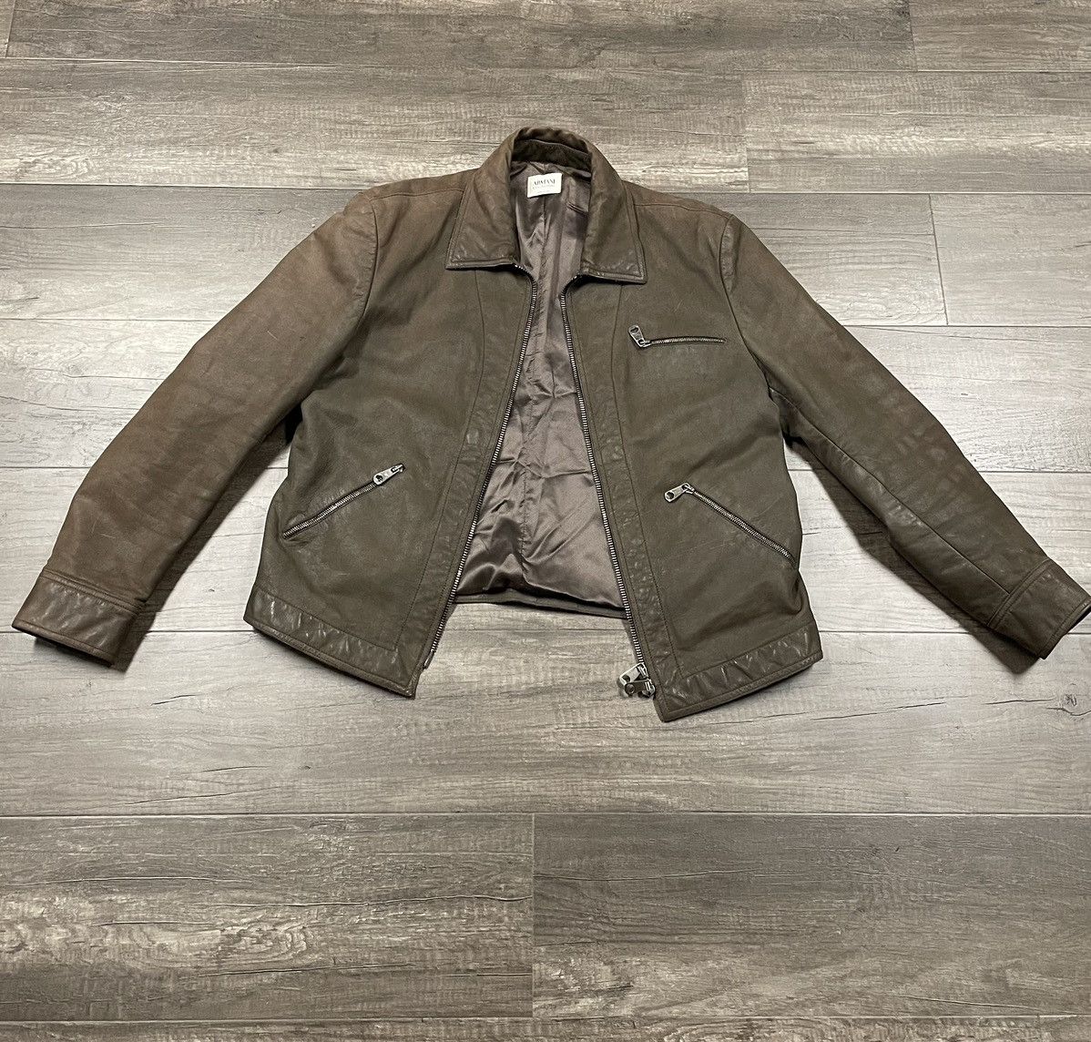 Armani Collezioni × Vintage RARE ARMANI CROPPED LEATHER JACKET Size US M / EU 48-50 / 2 - 3 Thumbnail
