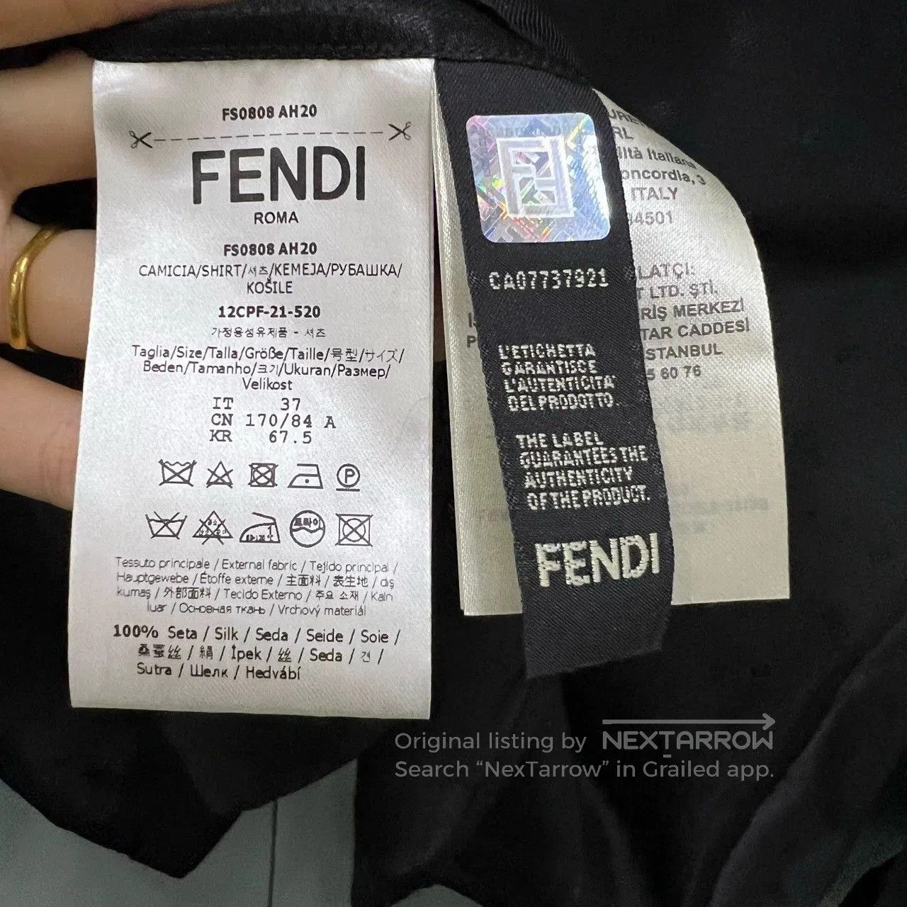 Fendi FENDI Black Logo Long Sleeve Shirt. Size US XS / EU 42 / 0 - 6 Thumbnail