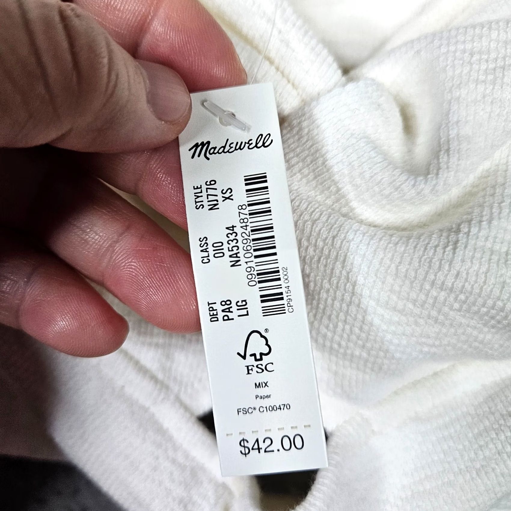 Madewell Madewell Tank Cropped Cotton Blend White XS Sleeveless V-Neck Shirt Womens Size XS New Size XS / US 0-2 / IT 36-38 - 4 Thumbnail