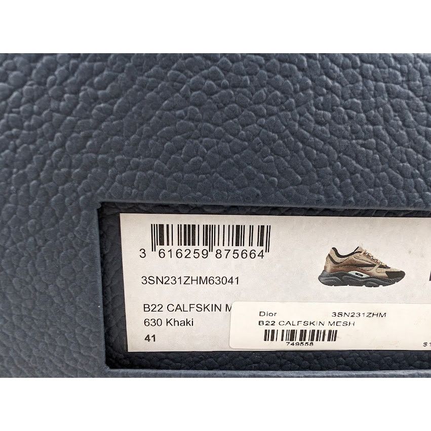 Dior o1rshd1 B22 Calfskin Mesh Sneakers in Khaki Size US 8 / EU 41 - 23 Thumbnail