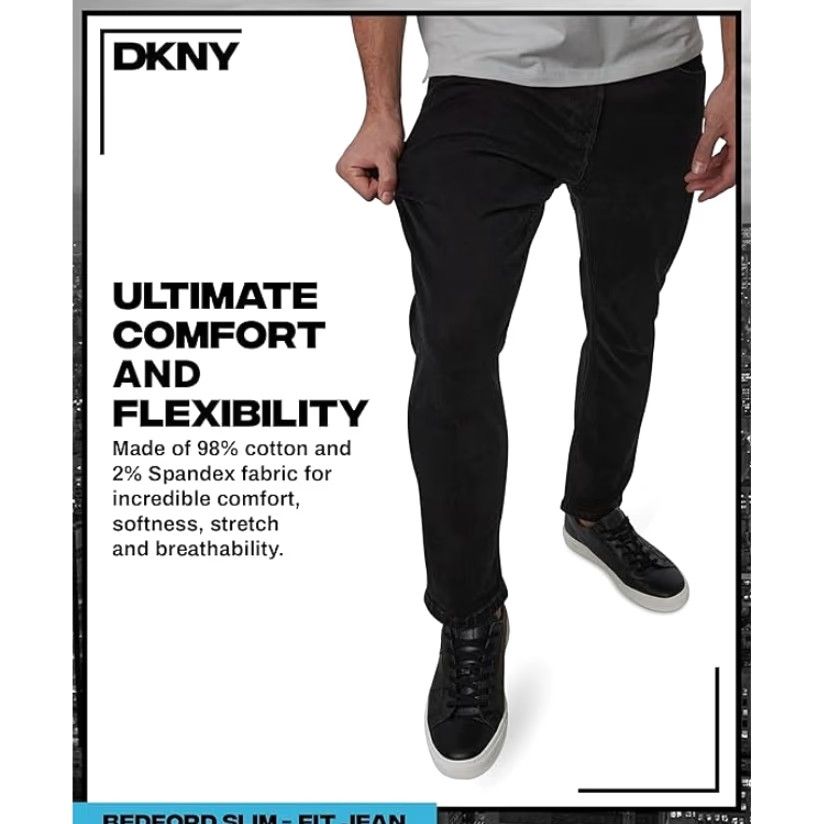 DKNY DKNY Jeans Mens 38x32 Black Bedford Slim Fit Stretch 5 Pocket Denim NWT Size US 38 / EU 54 - 2 Thumbnail