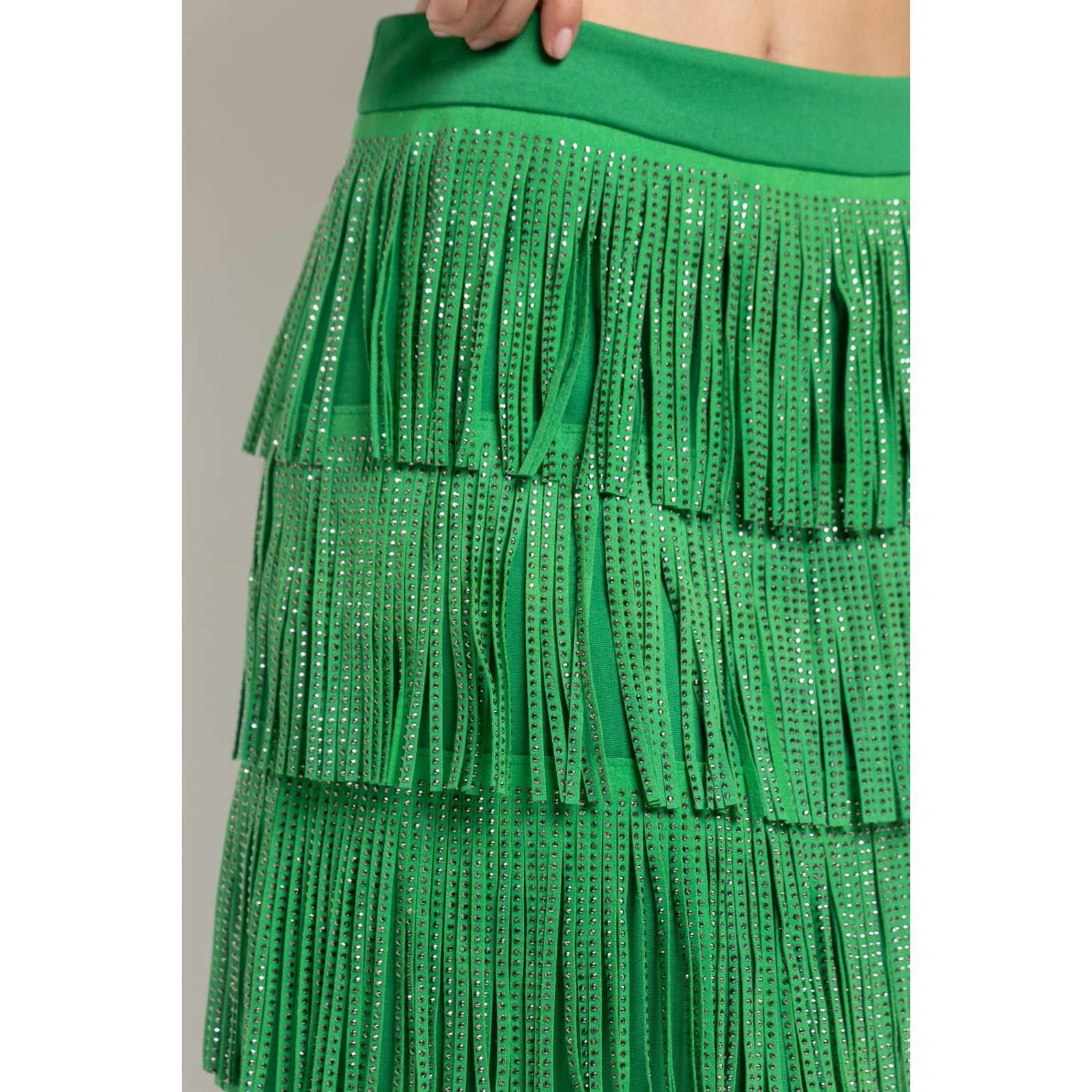 Other Rhinestone Suede Fringe Skirt (Blue) Size 28" / US 6 / IT 42 - 9 Thumbnail