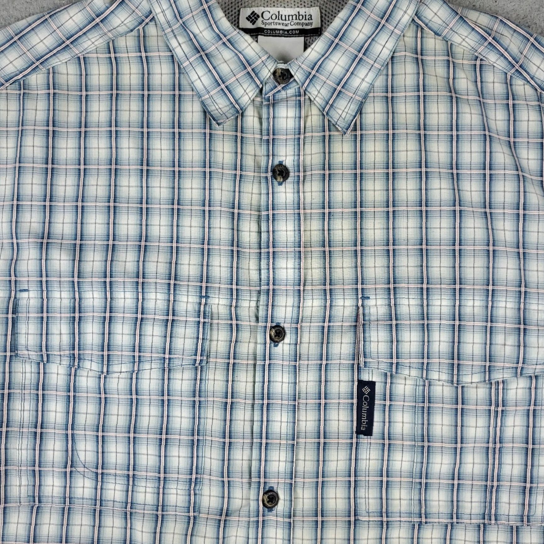 Vintage Columbia Shirt Mens XLT Blue Plaid Button Up Short Sleeve Stained Size US XL / EU 56 / 4 - 3 Thumbnail