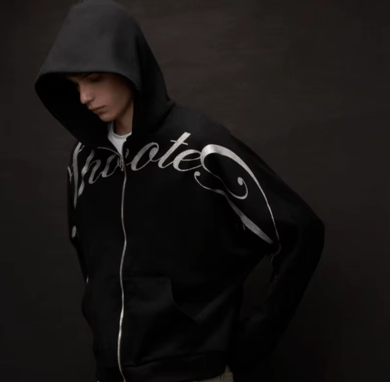 design print zipper oversized hoodies