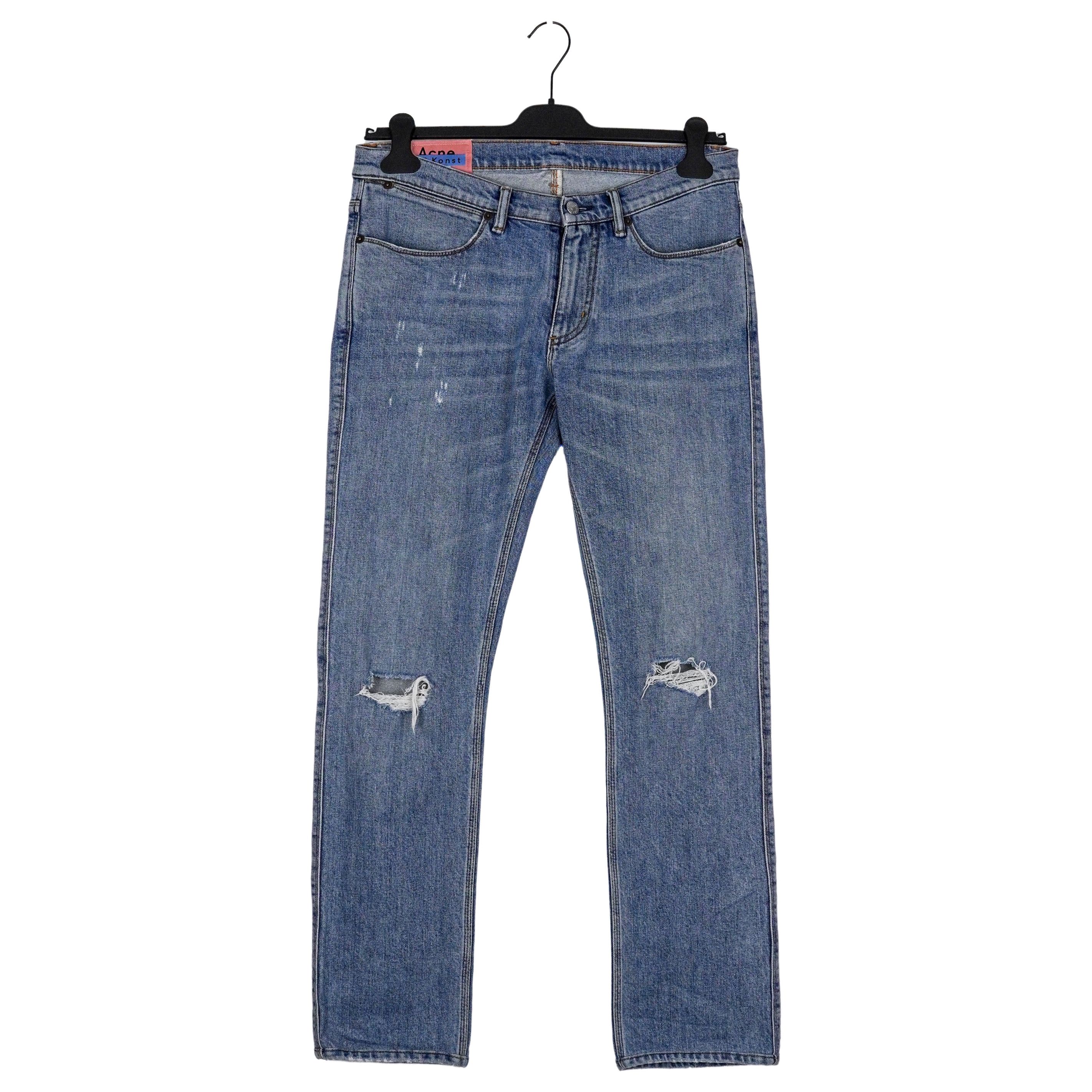 Acne Studios Acne Studios Bla Konst Max Mid Blue Distressed Pants Jeans Size US 32 / EU 48 - 1 Thumbnail