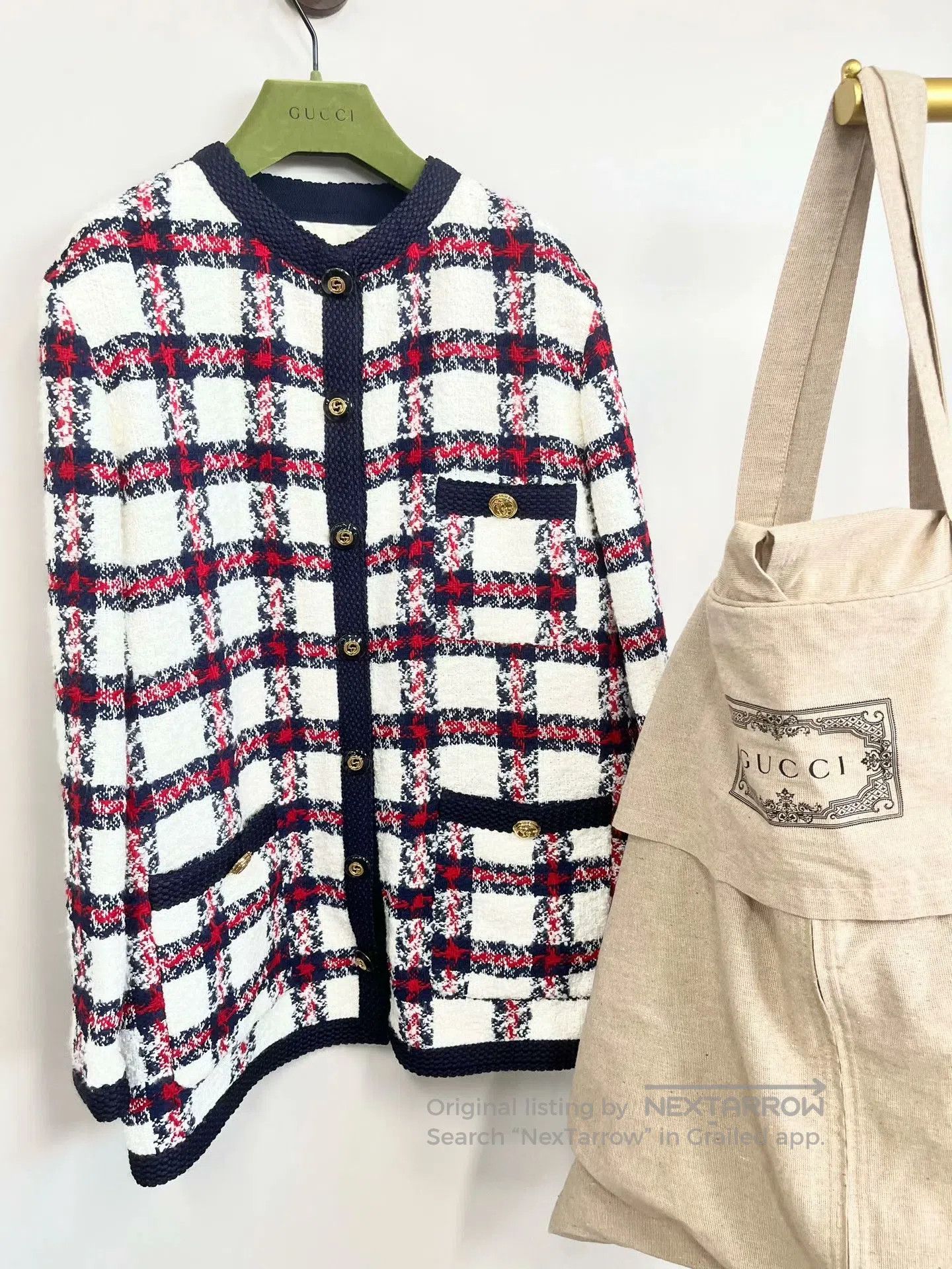 Gucci Guicci Multicolor Plaid Tweed Gold Button Jacket| Size XS / US 0-2 / IT 36-38 - 5 Thumbnail