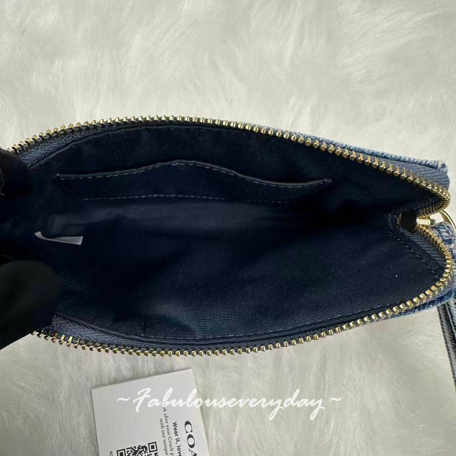 Coach Coach Corner Zip Wristlet Loved Denim Charms Light Indigo Size ONE SIZE - 5 Thumbnail
