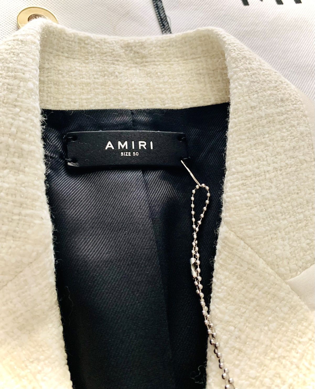Amiri AMIRI Double-Breasted Silk Twill Wool Bouclé Blazer Size 50L Size 50L - 16 Thumbnail