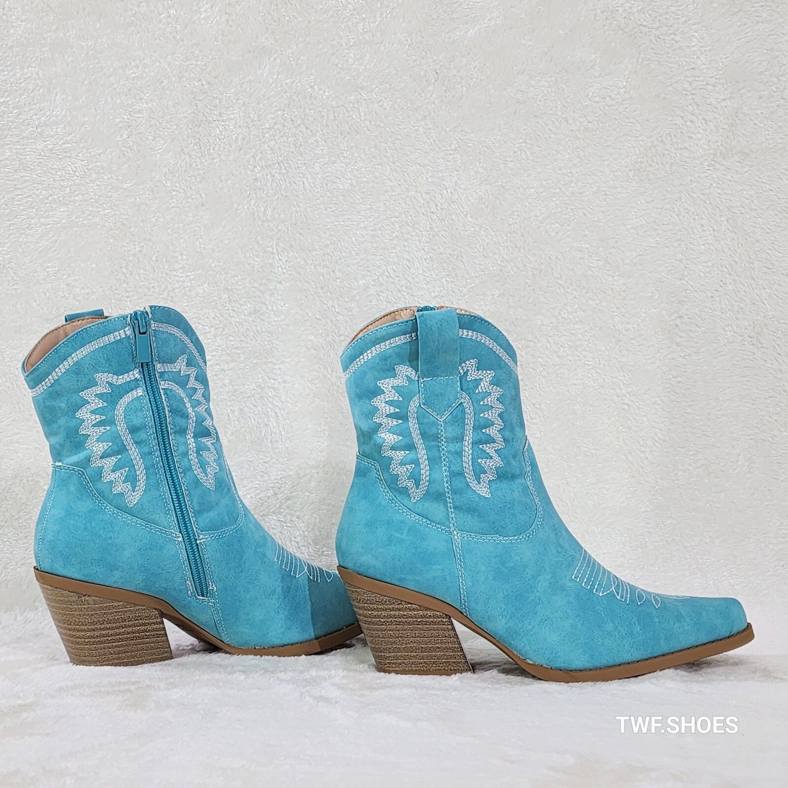 Other Dolly 2 Aqua Blue/Green Cowgirl Country Western Ankle Boots Size US 6 / IT 36 - 4 Thumbnail