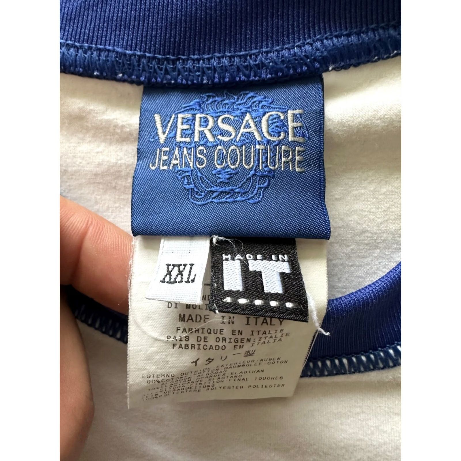 Versace Jeans Couture VINTAGE Versace Jeans Couture Long Sleeve T-Shirt Mens 2XL White 90s Designer Size US XXL / EU 58 / 5 - 4 Thumbnail