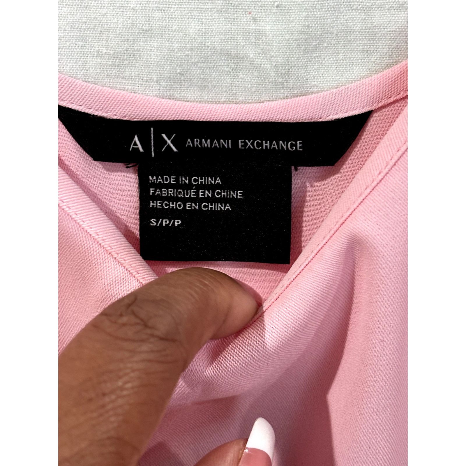 Armani Exchange ARMANI EXCHANGE Women's Pink Ruffle Cold Shoulder Top Size S / US 4 / IT 40 - 7 Thumbnail