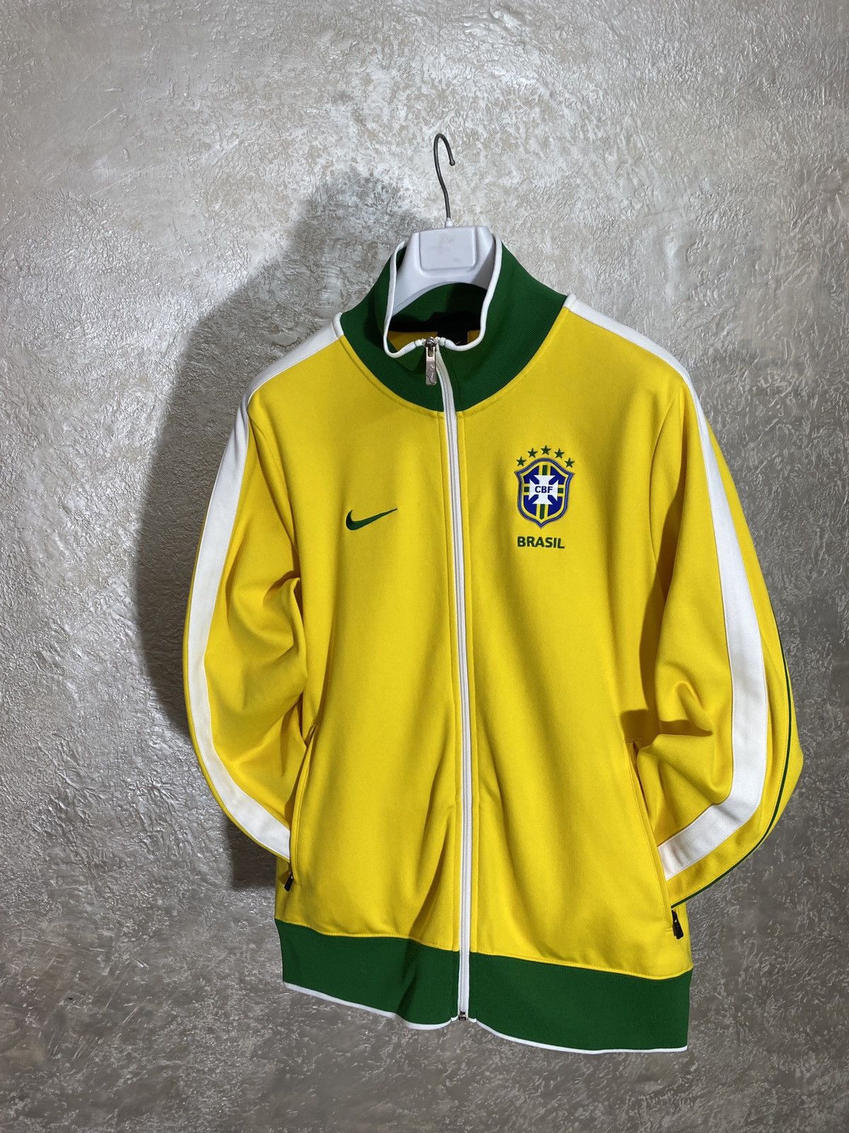 Pre-owned Nike X Soccer Jersey Crazy Hype Brasil Nike Vtg 2000s Track Top Football Jacket In Yellow