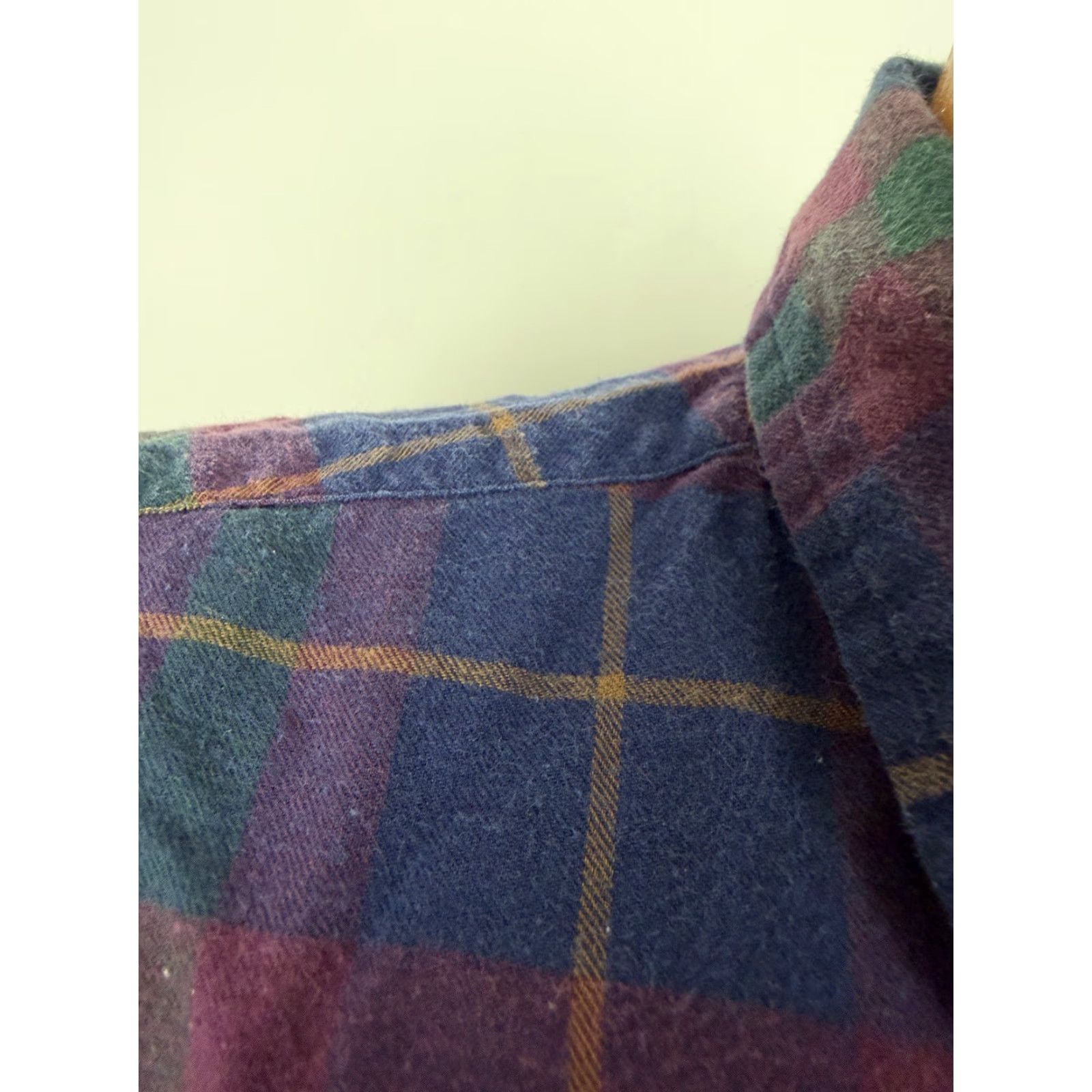 Ralph Lauren VINTAGE Ralph Lauren Shirt Men Large Navy Burgundy Plaid Brushed Twill Button Up Size US L / EU 52-54 / 3 - 4 Thumbnail