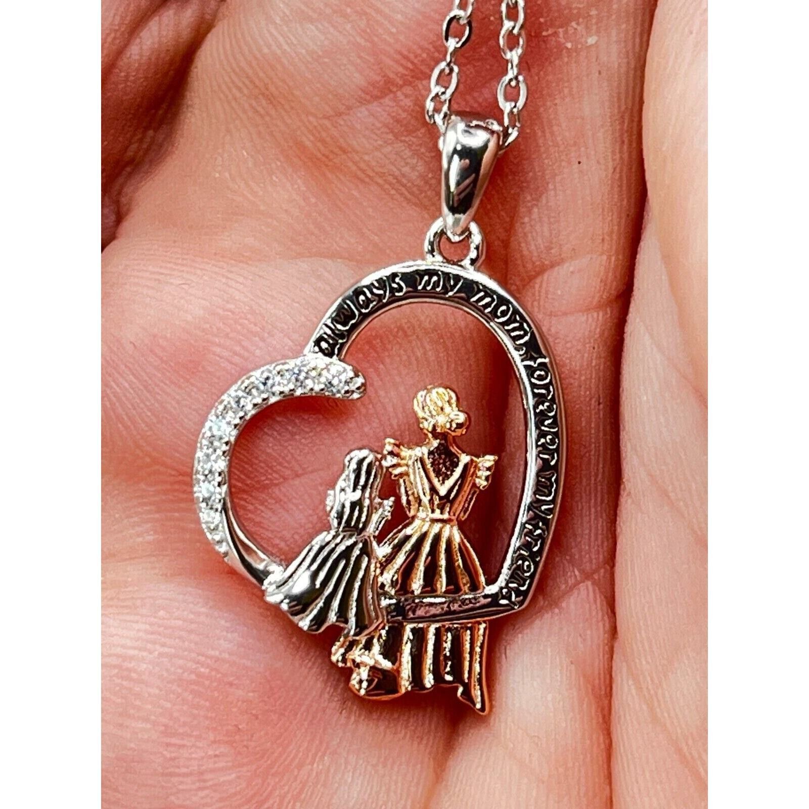 The Unbranded Brand Mother Daughter Necklace 925 Sterling Silver Pendant With CZ Size ONE SIZE - 1 Thumbnail