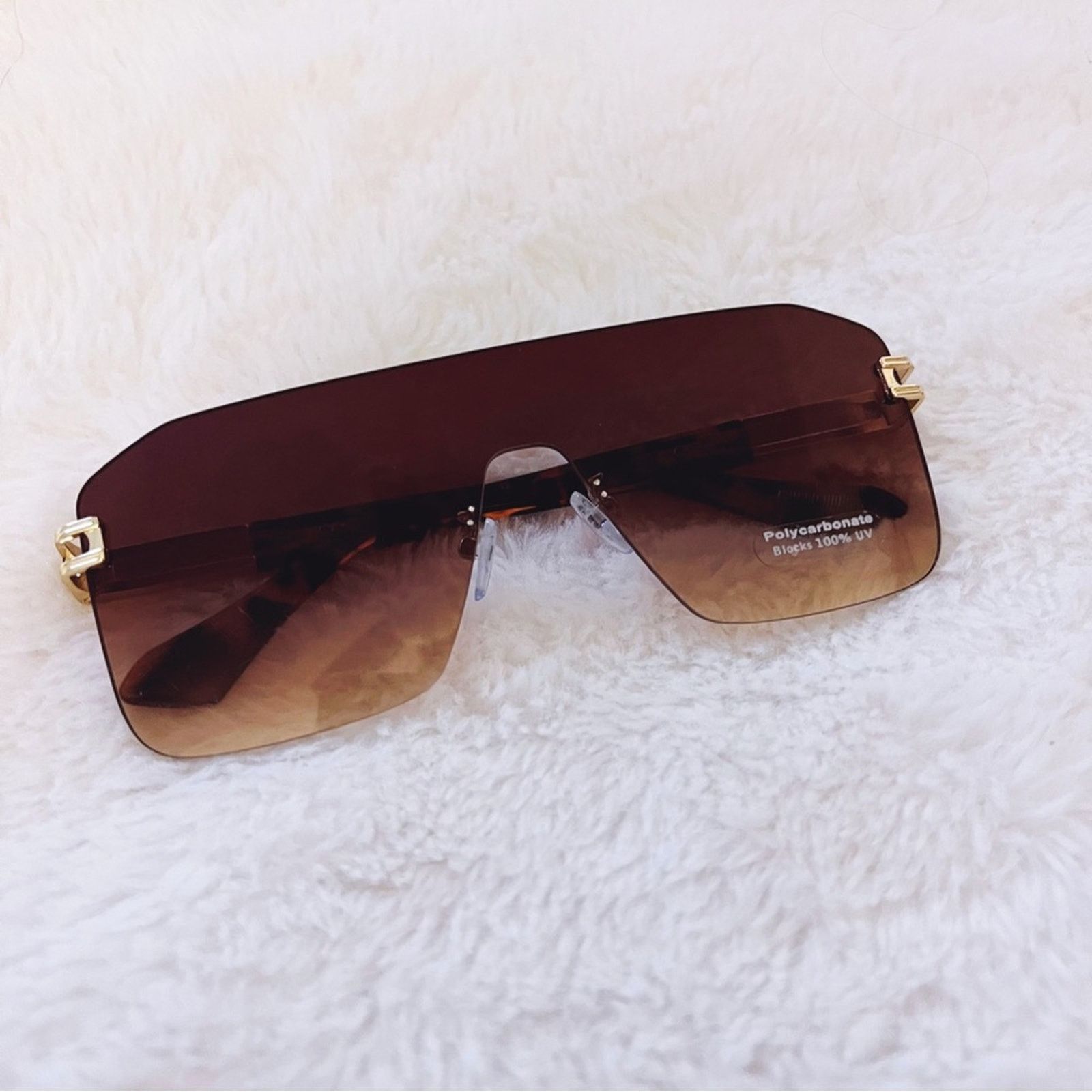Other Sadie Brown Oversized Rimless Flat-Top Sunglasses Size ONE SIZE - 4 Thumbnail