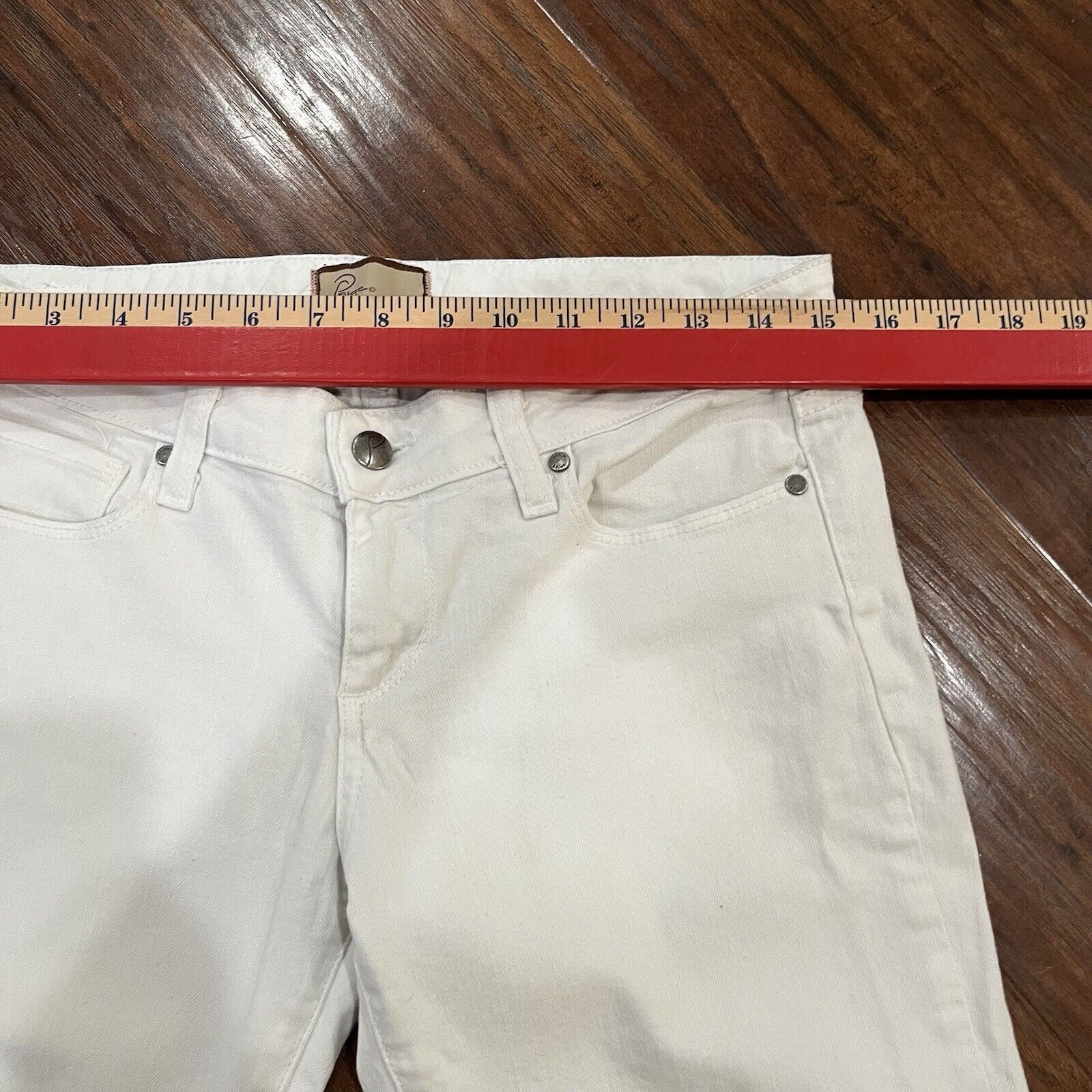 Paige Paige Roxie Crop White Classic Rise 8" Skinny Jeans Size 29 Size 29" - 3 Thumbnail