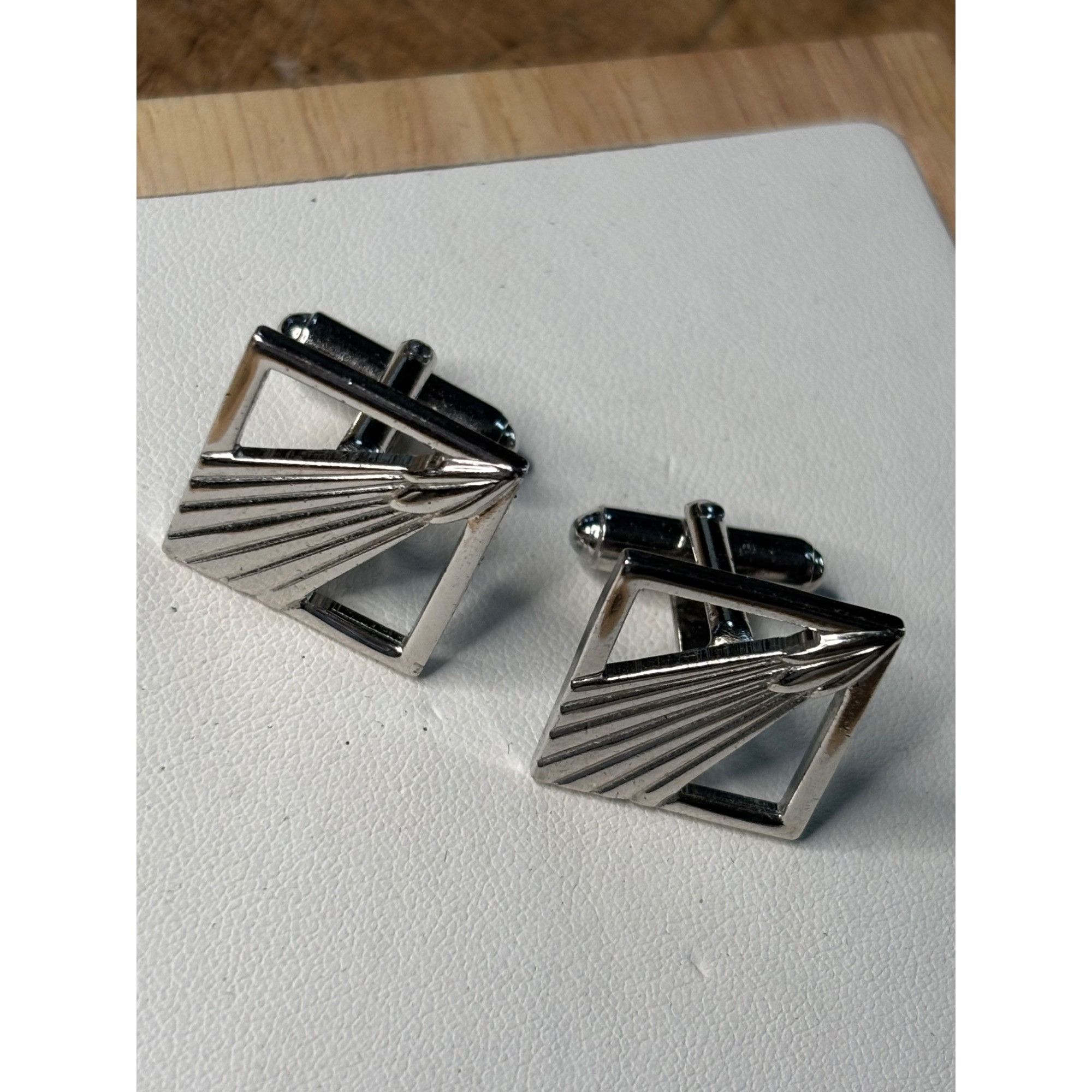 Other Vintage Silver Square Art Deco-Inspired Cufflinks With Etche Size ONE SIZE - 7 Thumbnail