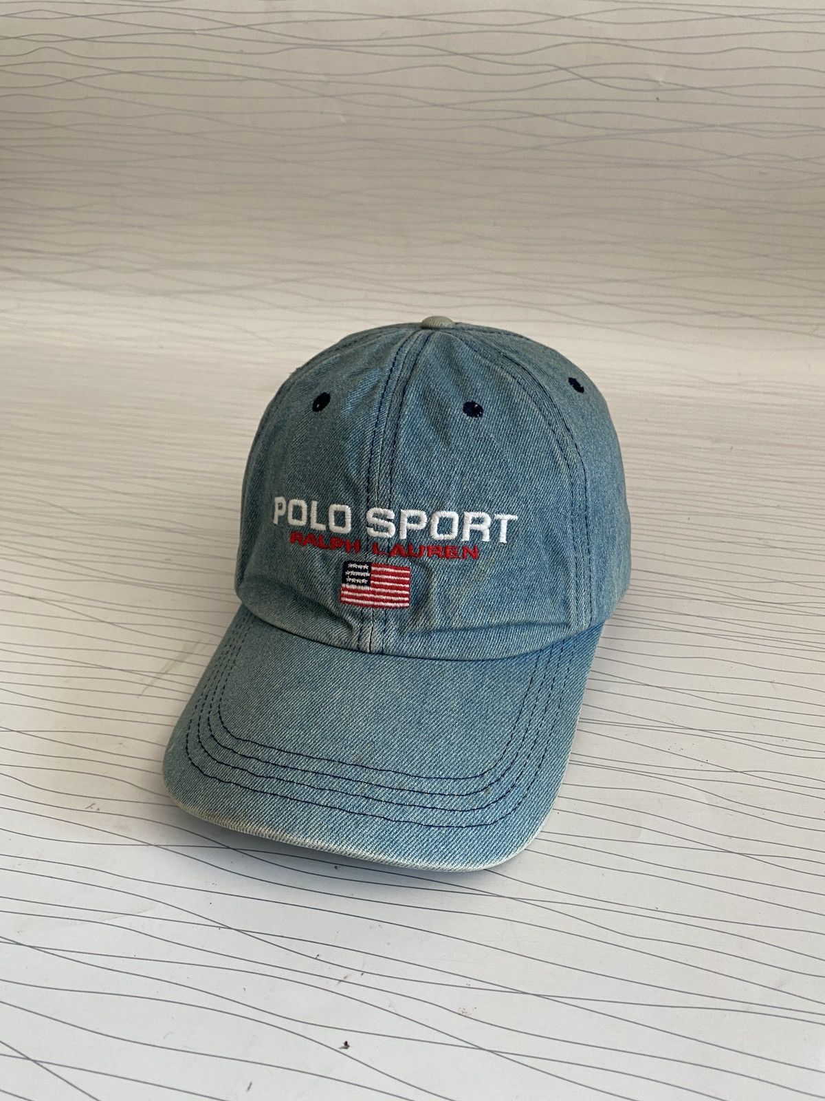 Polo Ralph Lauren 💥Vintage Polo Sport Denim Cap Size ONE SIZE - 3 Thumbnail