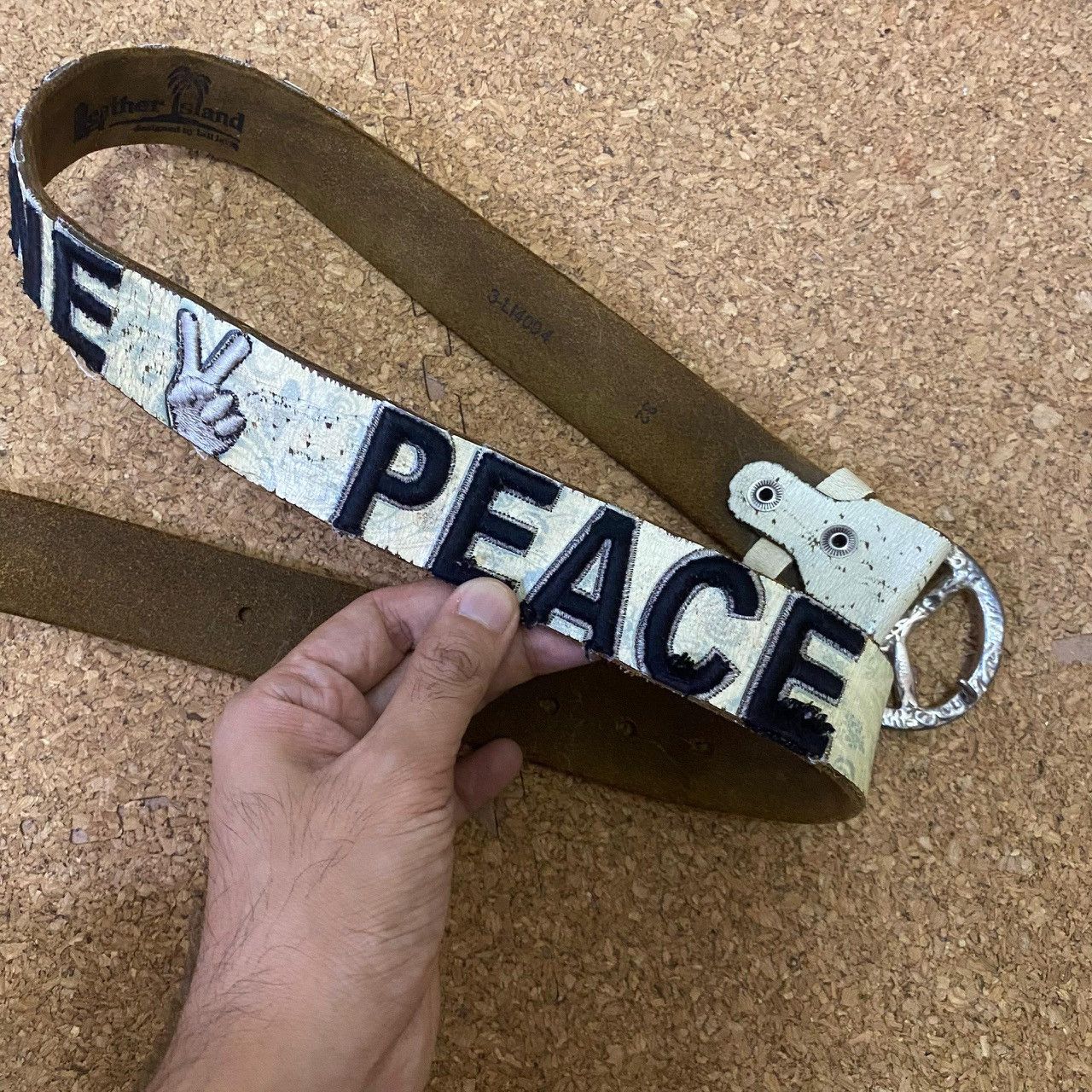 Genuine Leather Leather Island by Bill Lavin – Vintage Peace Belt – 40” Size ONE SIZE - 2 Thumbnail