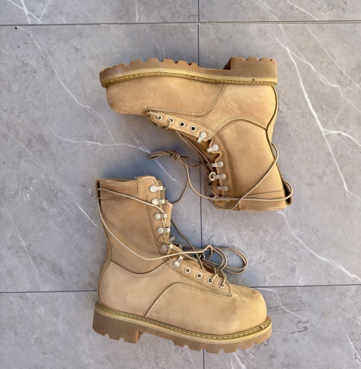 image of Desert Sand Vintage Military Platform Combat Boots, Men's (Size 9)