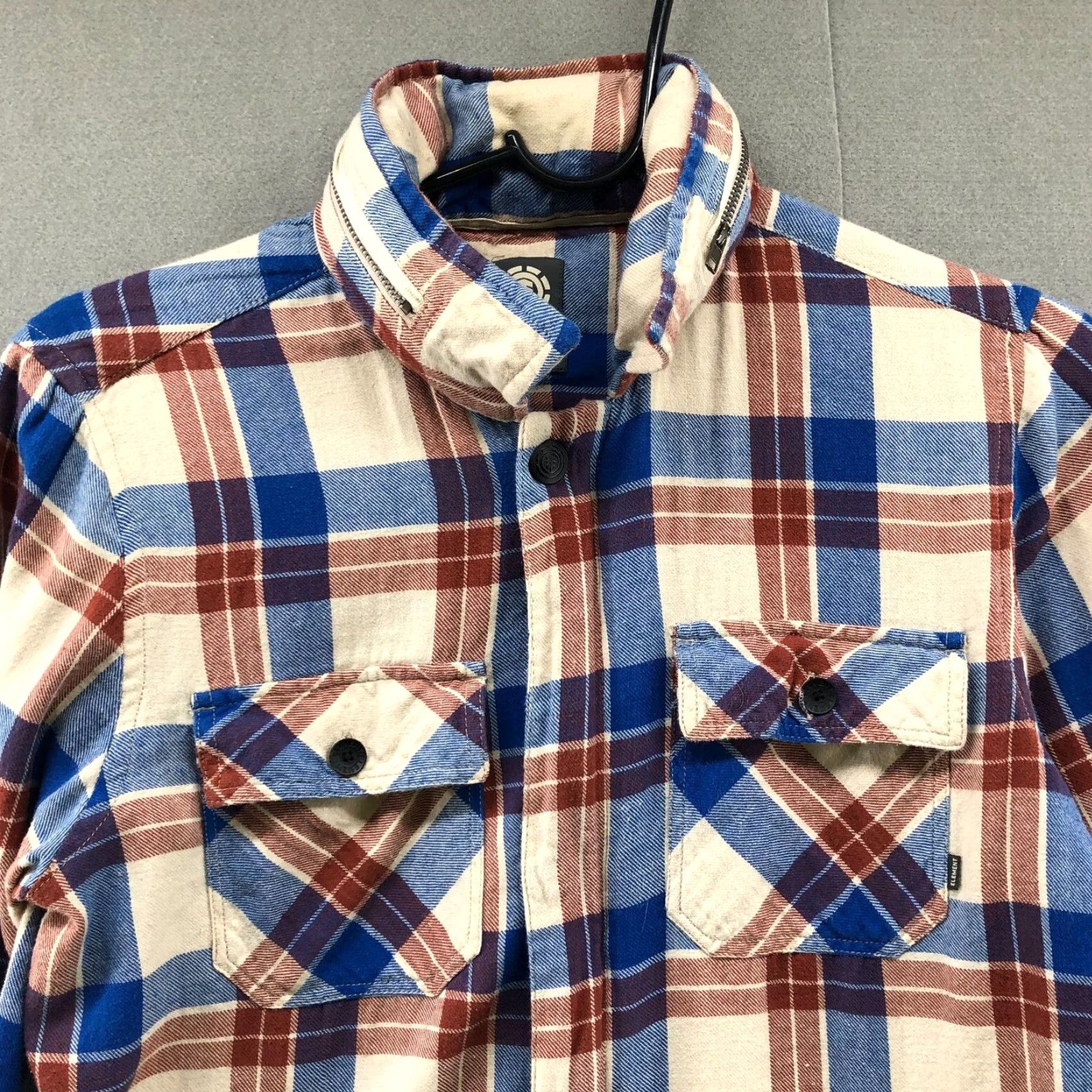 Element VINTAGE Element Shirt Jacket Men S Hooded Flannel Shacket Blue Beige Plaid Zip Winter Outdoor Chore Jacket Mens S Size US S / EU 44-46 / 1 - 4 Thumbnail