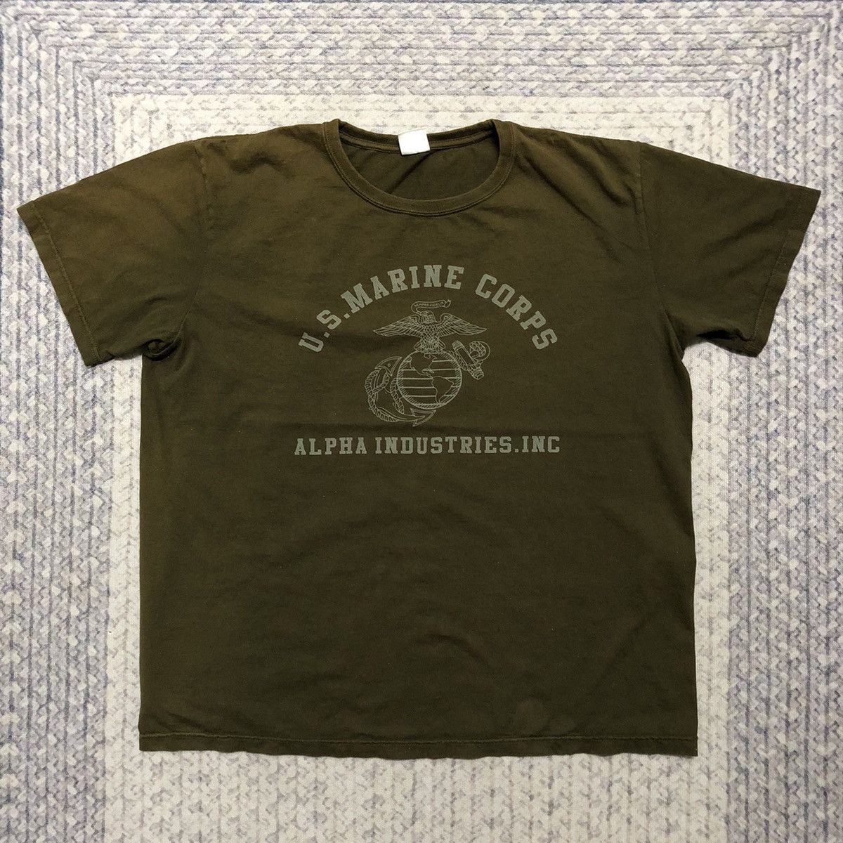 Alpha Industries × Army Of Me × Vintage Rare Sunfaded & Distressed Alpha Industries ‘US Marine’ Tees Size US XL / EU 56 / 4 - 1 Thumbnail
