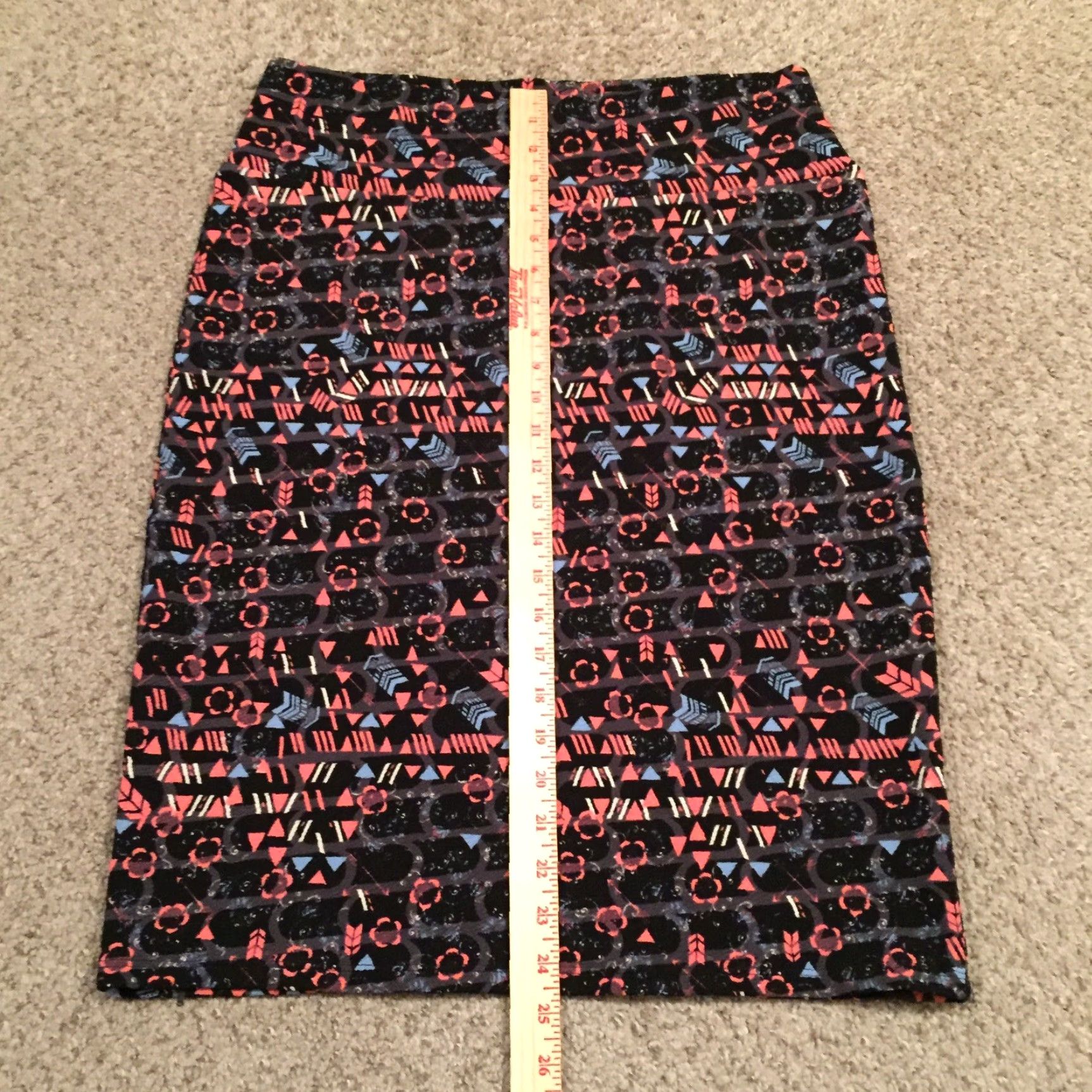 Vintage LuLaRoe Cassie Skirt XL Gray Orange Geometric Knee Length Unlined Pull On Size 40" / US 18 - 4 Thumbnail
