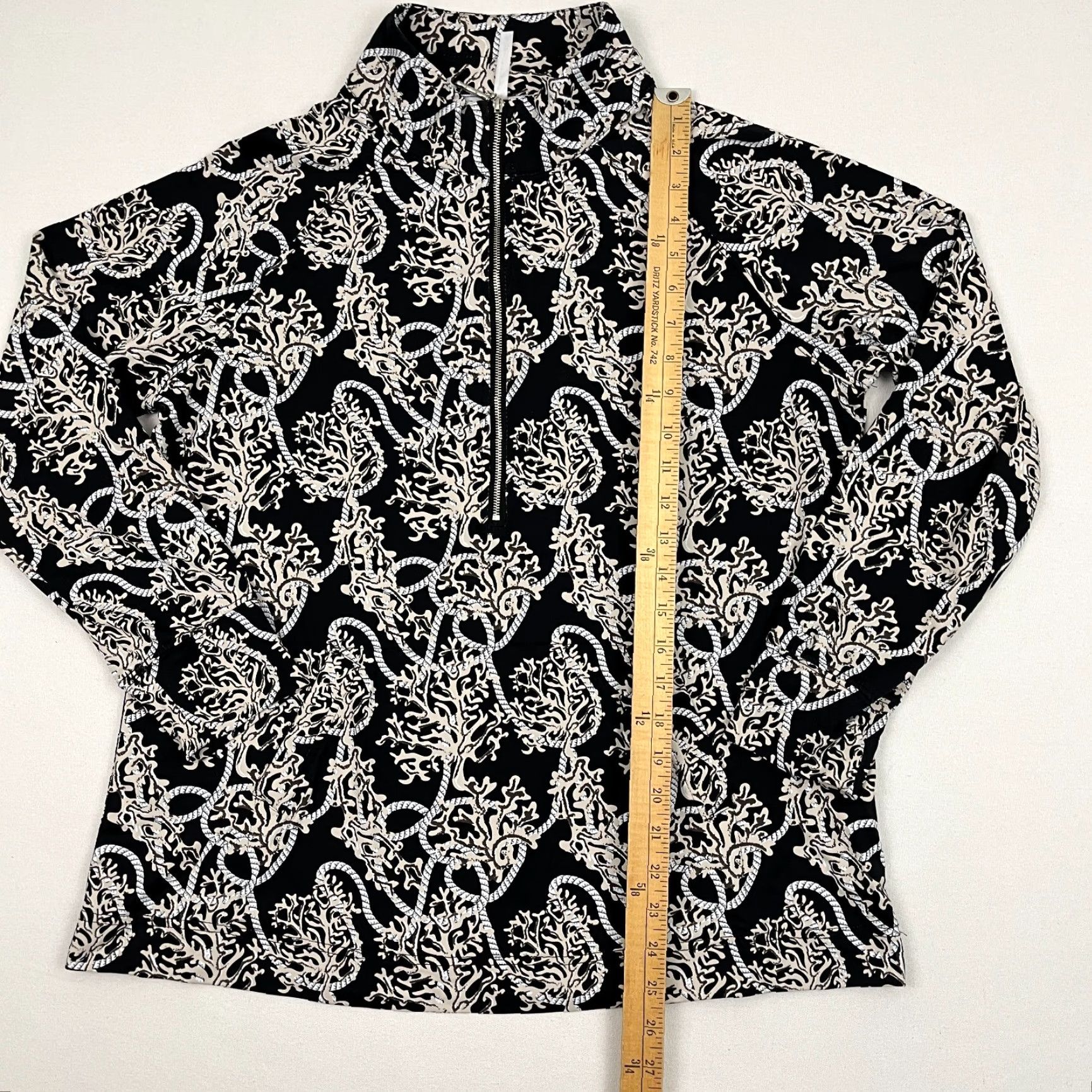 Vintage Lulu B Jacket Womens L Black White Coral Rope Coastal Half Zip Active Breathable Lightweight Full Zip Geometric Pattern Athletic Jacket Women L Black Size L / US 10 / IT 46 - 3 Thumbnail