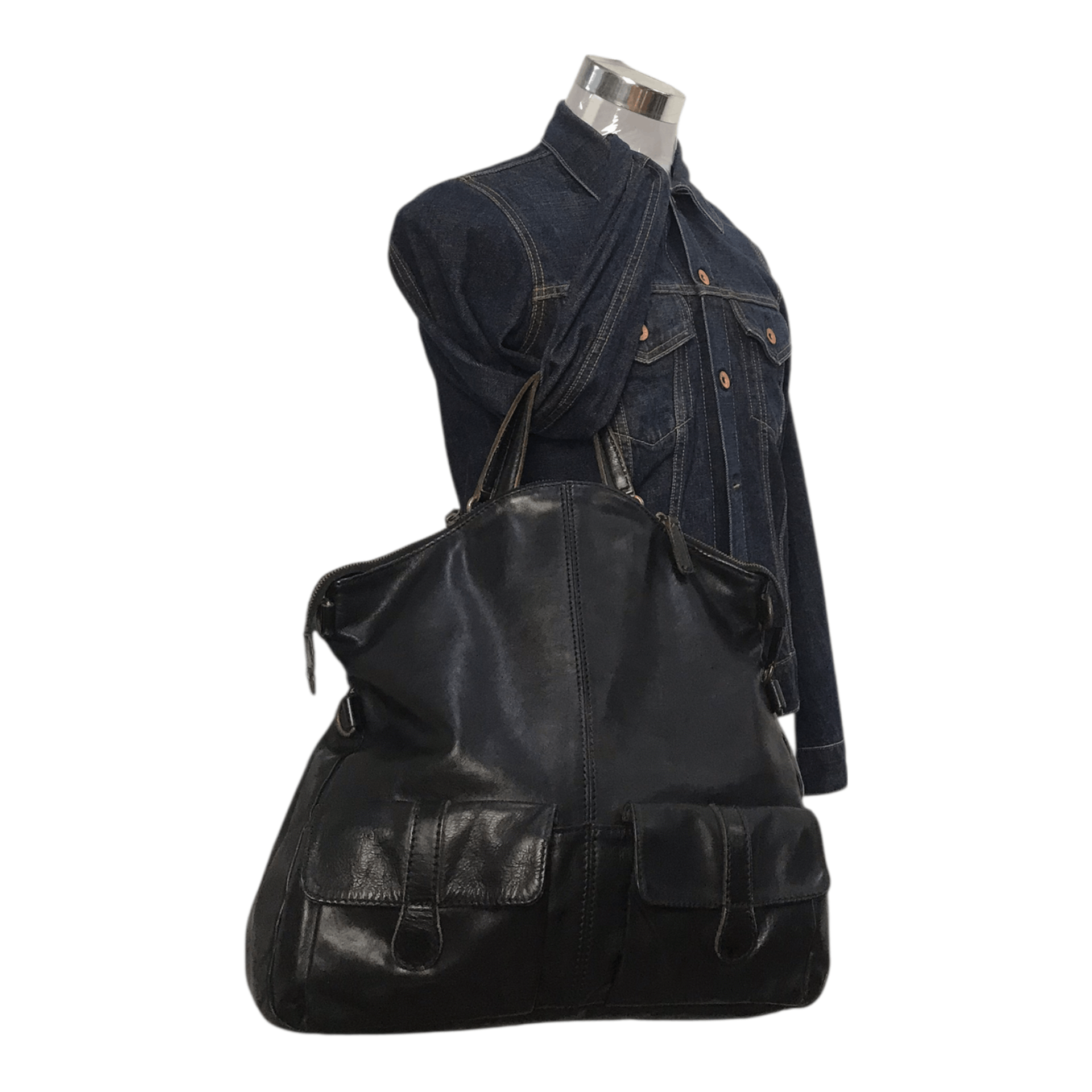 Genuine Leather Griff Black Leather Bag Size ONE SIZE - 1 Thumbnail
