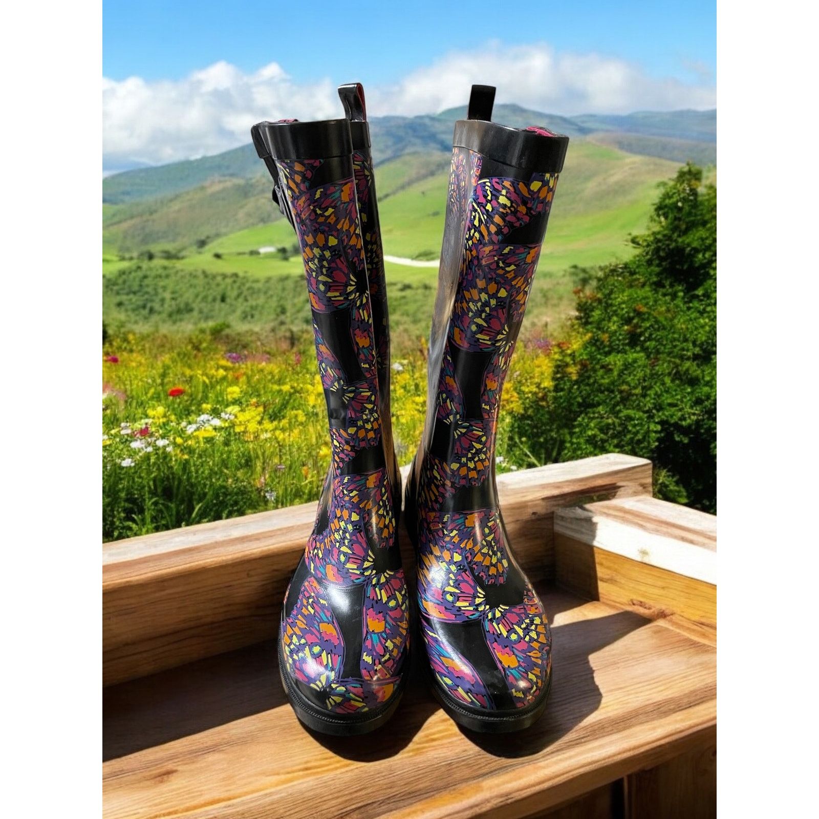 Unknown London CAPELLI Multi Colored Rubber Rain Garden Fashion Boots Sz 8 Size US 8 / IT 38 - 3 Thumbnail