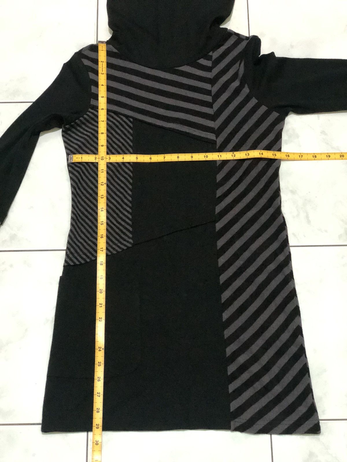 Japanese Brand Diche Nocturne Stich Stripe Highneck Dress Size ONE SIZE - 18 Thumbnail